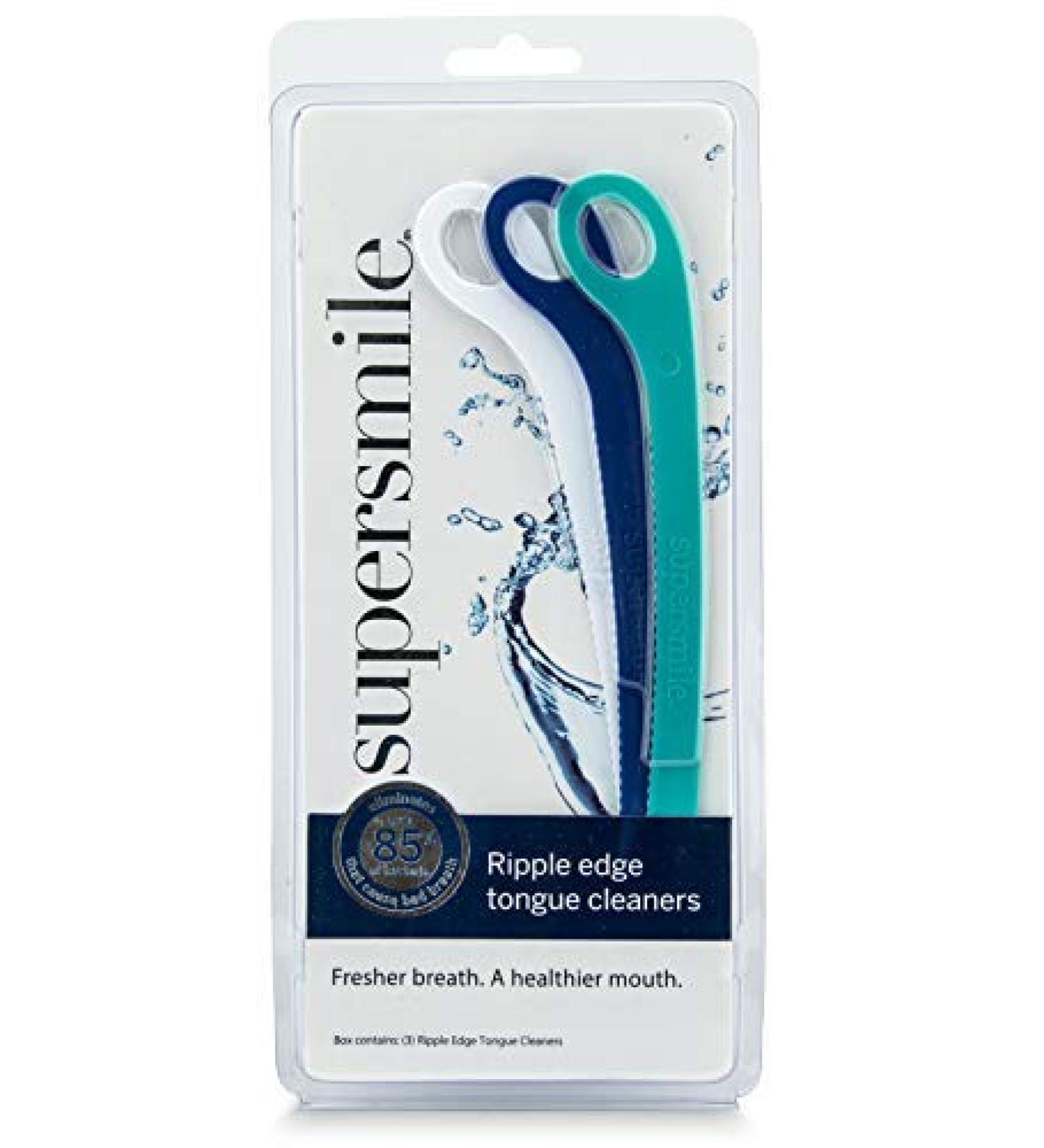 Supersmile Ripple Edge Tongue Cleaner - Ergonomic Reusable Scraper (3 Pack) - Buy Online on GoSupps.com