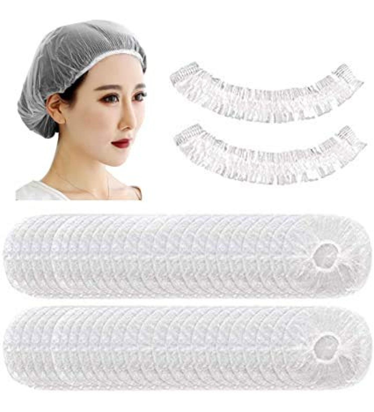 200PCS Disposable Clear Waterproof Shower Caps for Women - Ideal for Spa, Home, Hotel, Salon & Travel - Buy Online on GoSupps.com