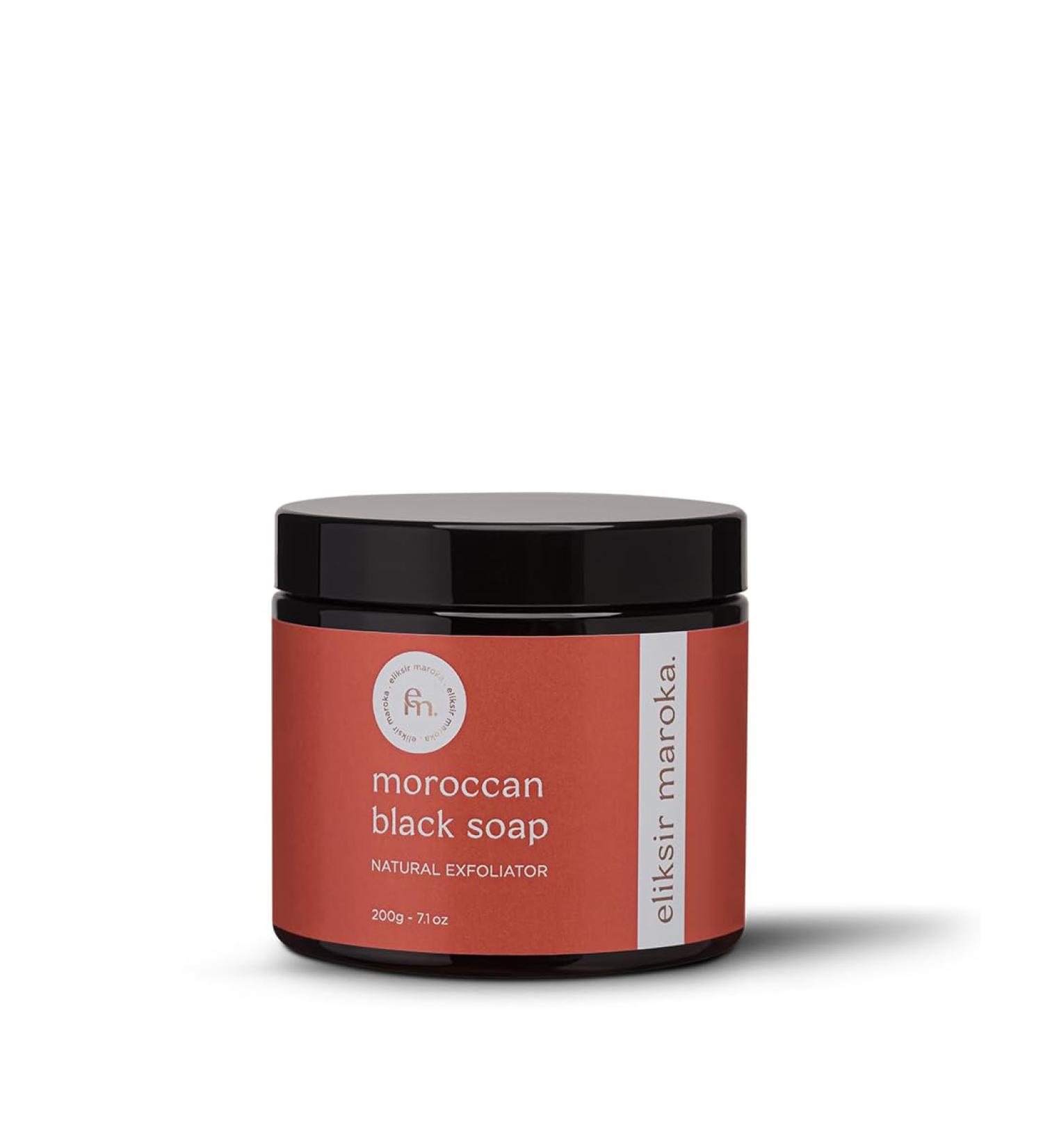  eliksir maroka Moroccan Black Soap Black Soap 200g | 100% Olive Detoxifying Scrub Hammam Ritual For Face and Body - Buy Online on GoSupps.com