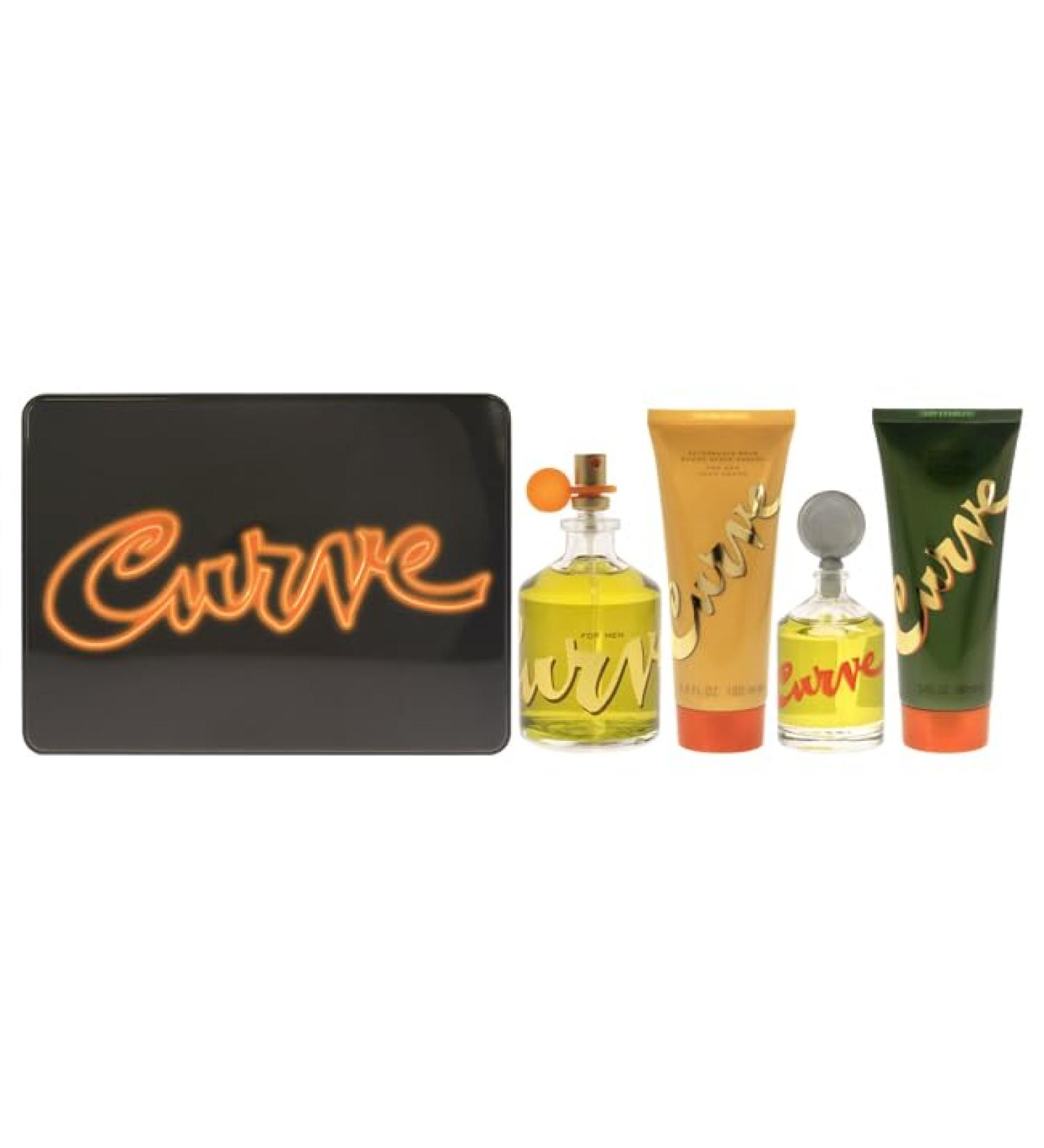 LIZ CLAIBORNE Curve for Men - 4 Pc Gift Set 4.2oz EDC Spray 0.25oz EDC Splash 3.4oz After Shave Balm 3.4oz Shower Gel