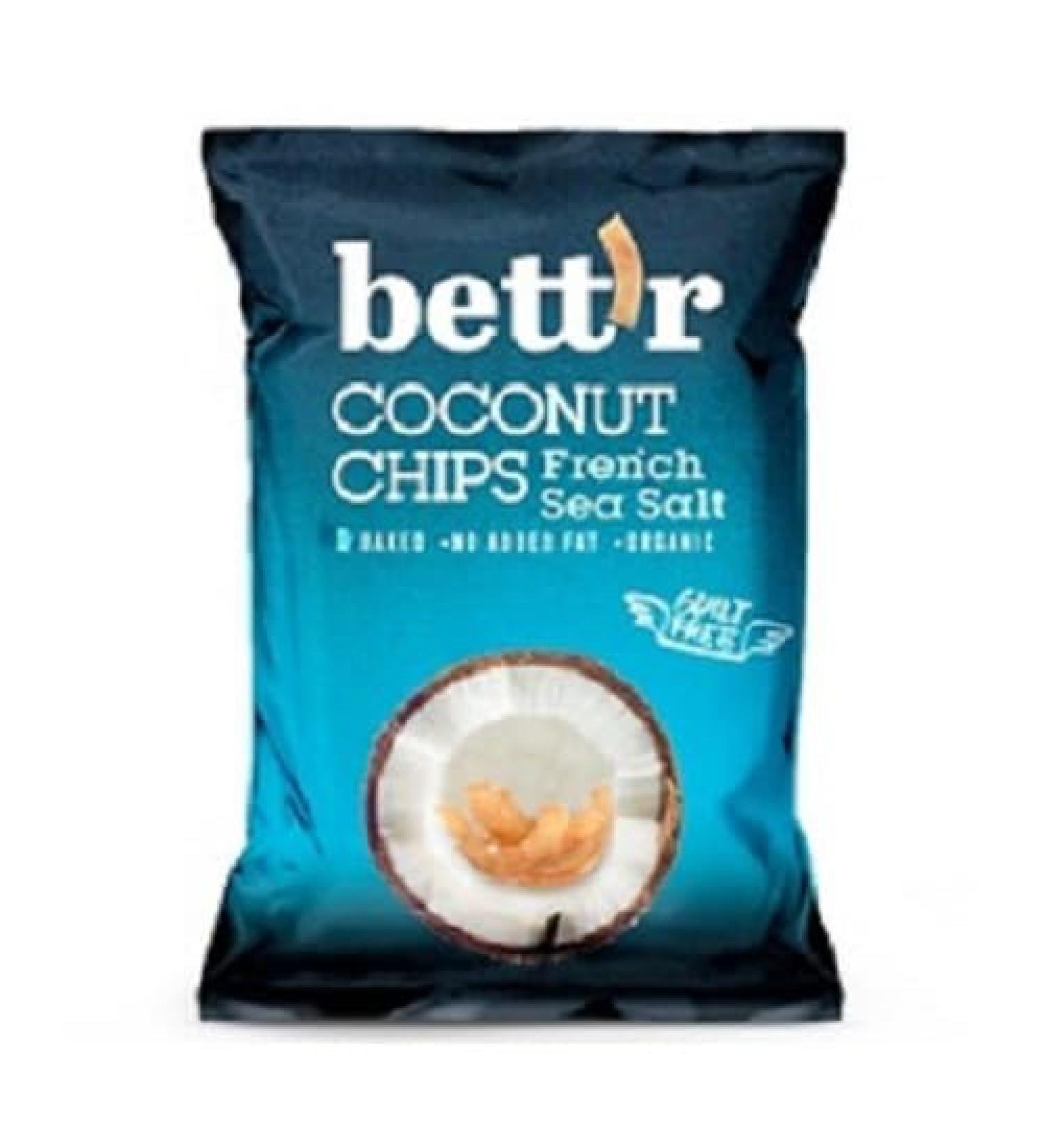 bett'r GUILT FREE bett'r | Coconut Chips with French Sea Salt | Ecological | Vegan | Paleo | Lactose Free | No Refined Sugar | Gluten Free | Organic | 40 g