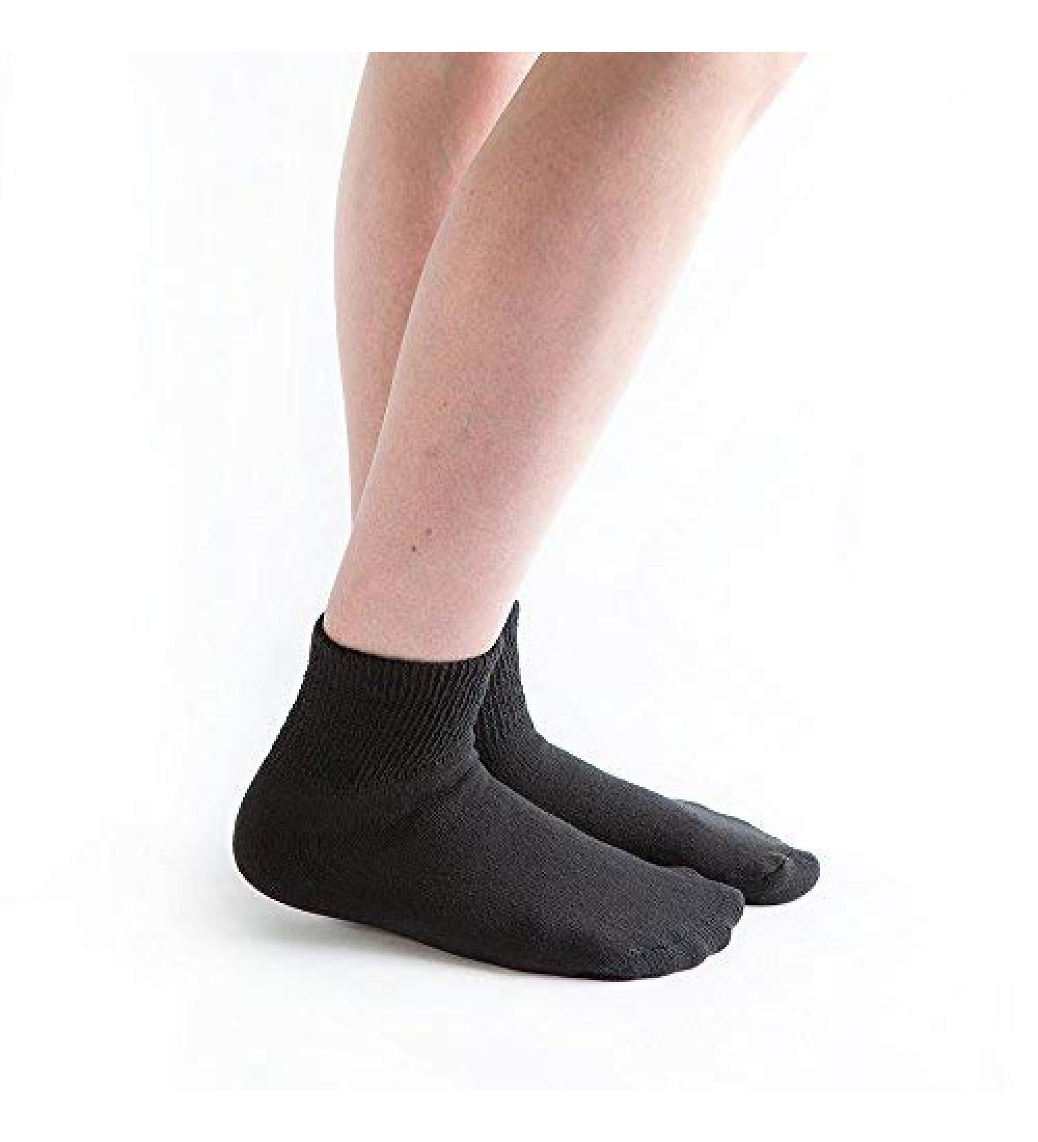 Doc Ortho Loose Fit Cotton Diabetic Socks - 3 Pairs, 1/4 Crew, Large, Black - Men and Women - Buy Online on GoSupps.com