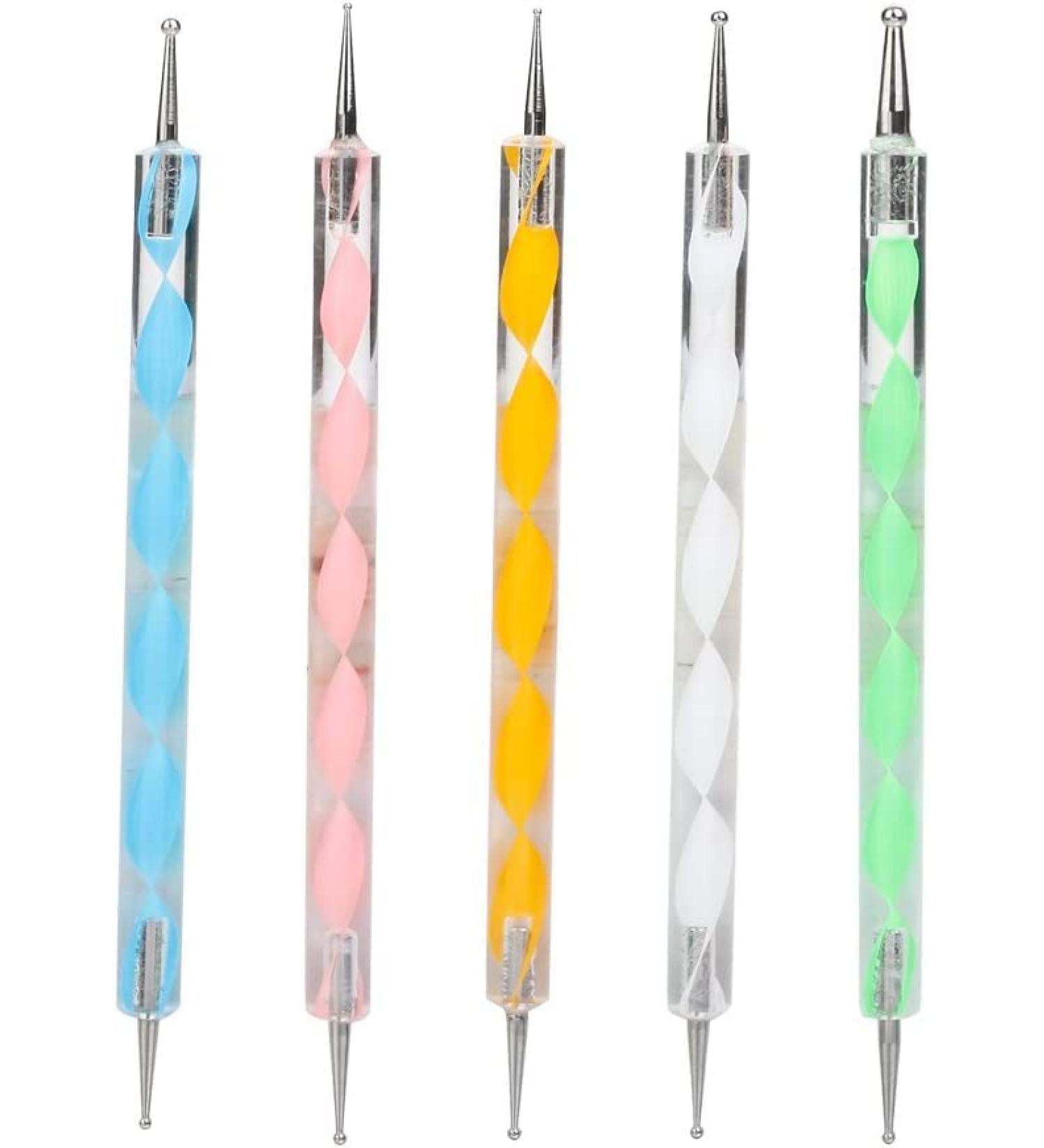 Dotting Tools Set 5 pc UV Gel Painting DIY Design Nail Art 2 Way Dotting Pen Tool Nail Art Tip Dot Paint Manicure kit - Buy Online on GoSupps.com
