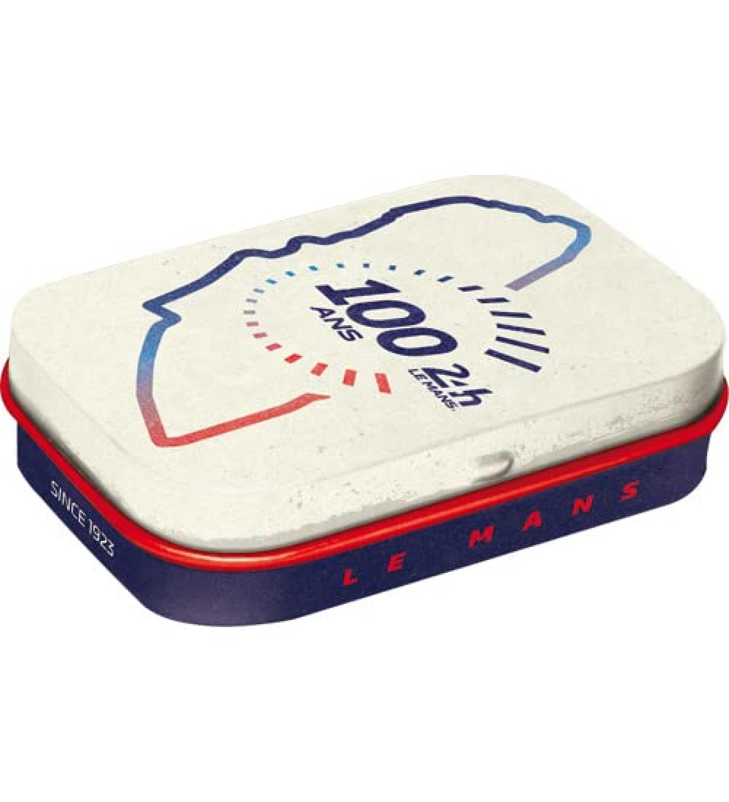 Nostalgic-Art Retro Pillendose 4 x 6 x 1.6 cm 24h Le Mans-Circuit 100 Ans-Gift idea for motor fans with peppermint drages vintage design