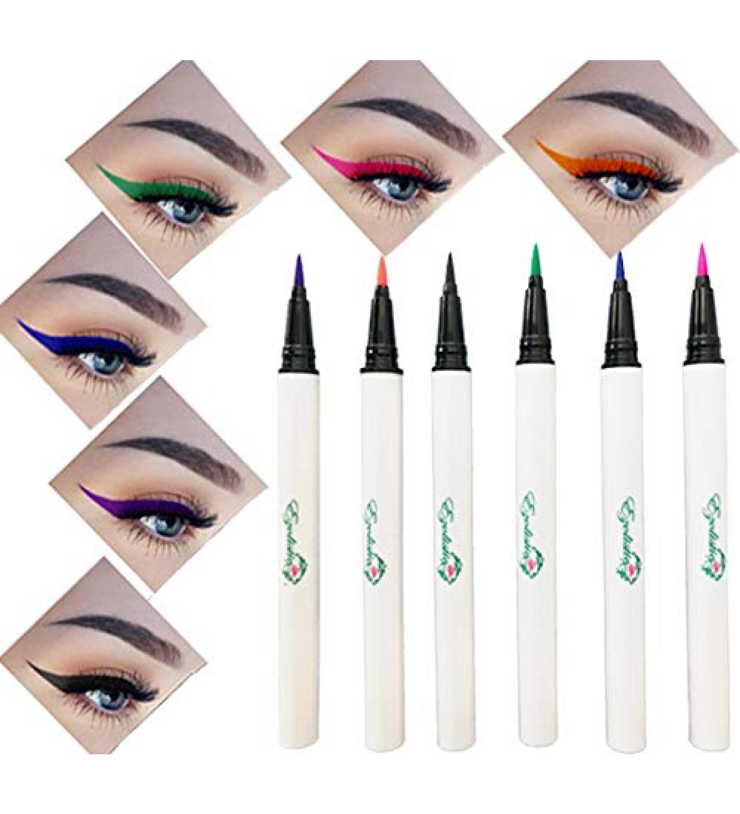 ezolistic Magic Eyeliner Pen Set - 2 in 1 Self-Adhesive for False Eyelashes - 6 Colors - Winged Lashes Glue - Bright Colored Eye-liner - Buy Online on GoSupps.com