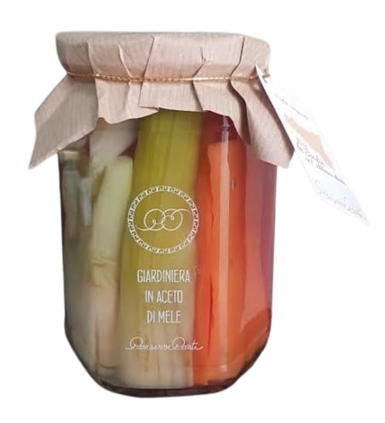 Artisan "Giardiniera" of vegetables with apple cider vinegar - jar ml. 720 – Sicilian production Conserve Conti