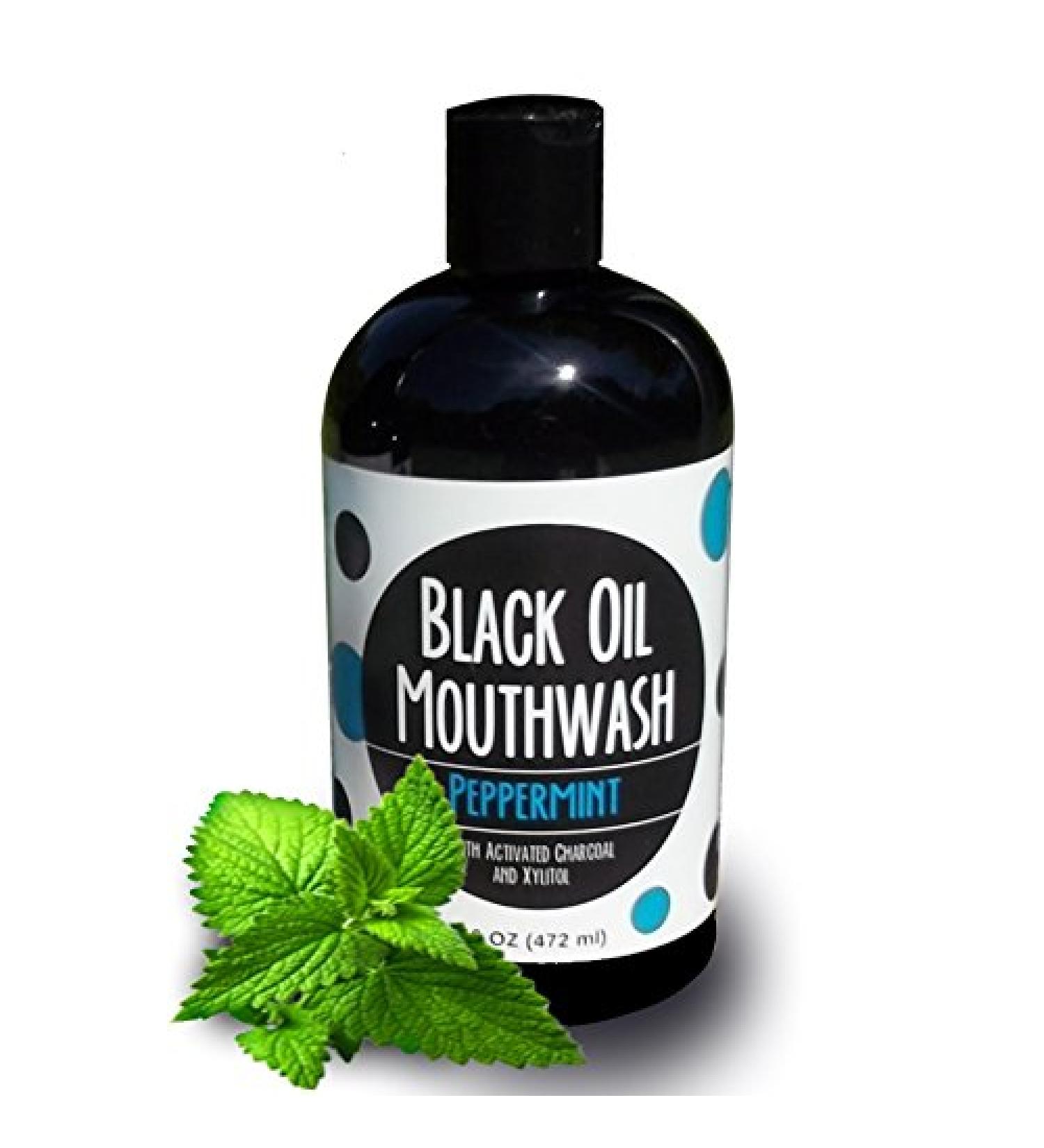 Natural Coconut Avocado Sesame Oil Mouthwash with Charcoal & Xylitol - 16 oz Peppermint Oil Pulling Remedy - Buy Online on GoSupps.com