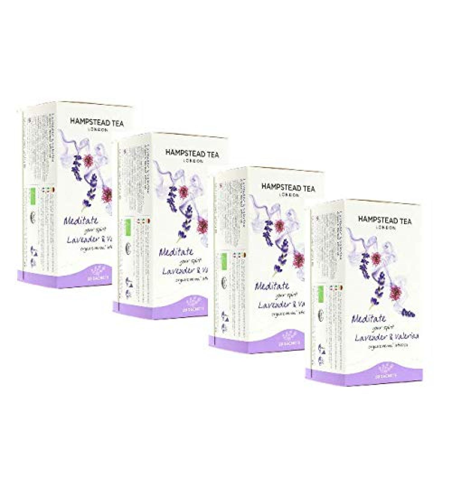 4 x 20 Sachets - Hampstead Tea London Lavender and Valerian Organic Herbal Infusion - Buy Online on GoSupps.com