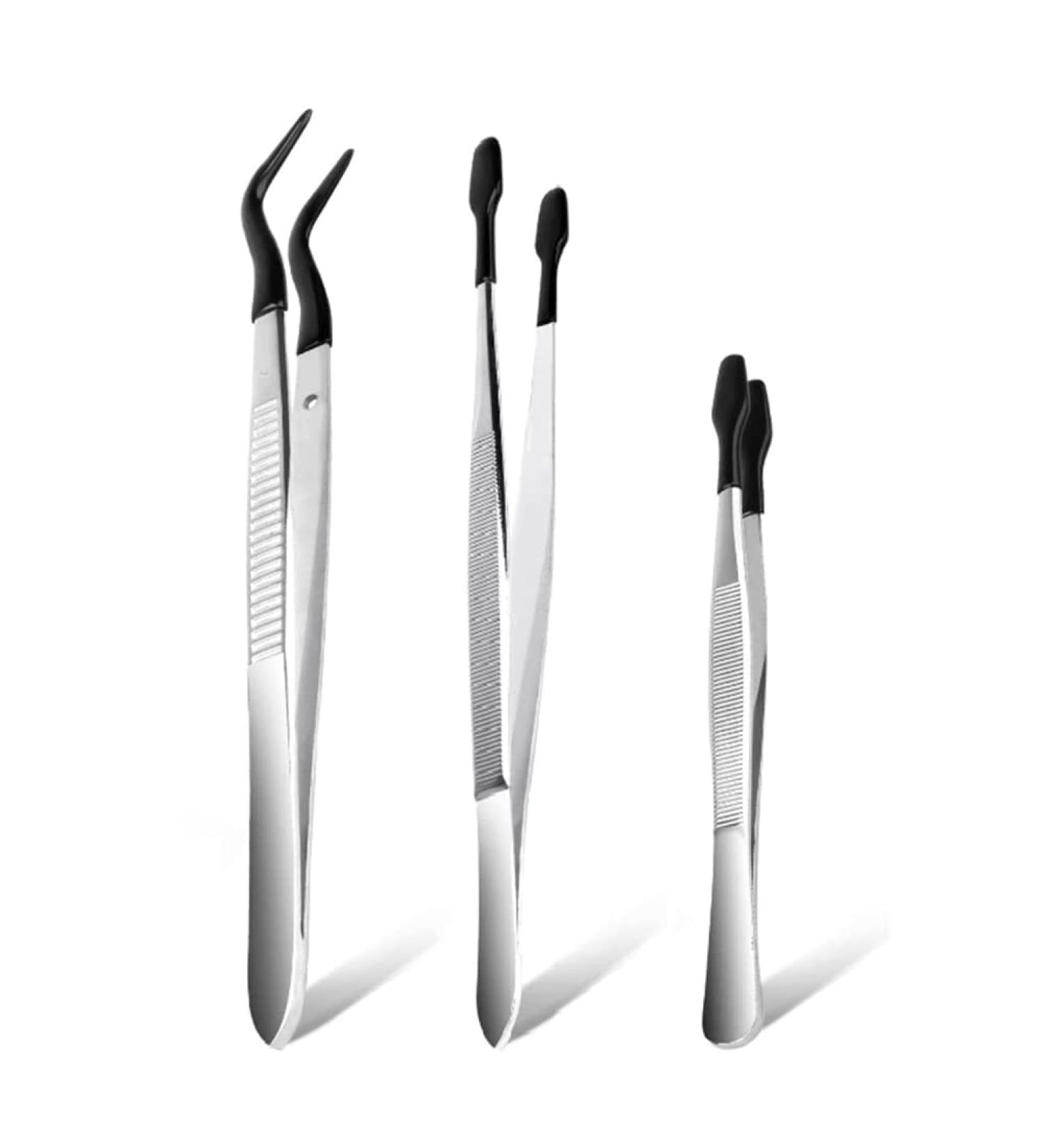Beifenl 3-Piece Non-Damaging Tweezers Set - Silicone & Curved Tip for Precision | International Shipping Available - Buy Online on GoSupps.com