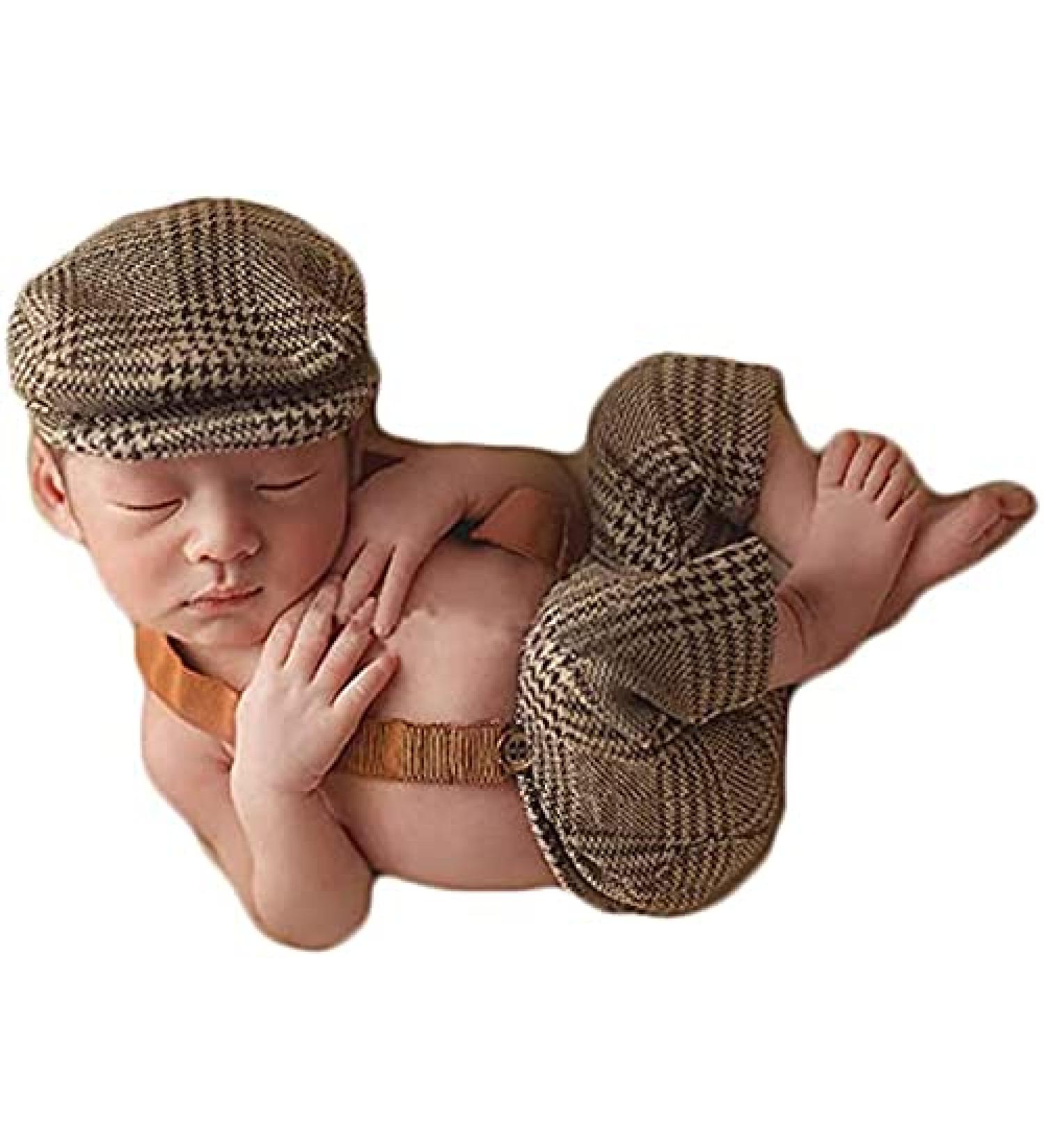 Newborn Photography Props Baby Boy Girl Knitted Crochet Costume Set - Brown - Buy Online on GoSupps.com