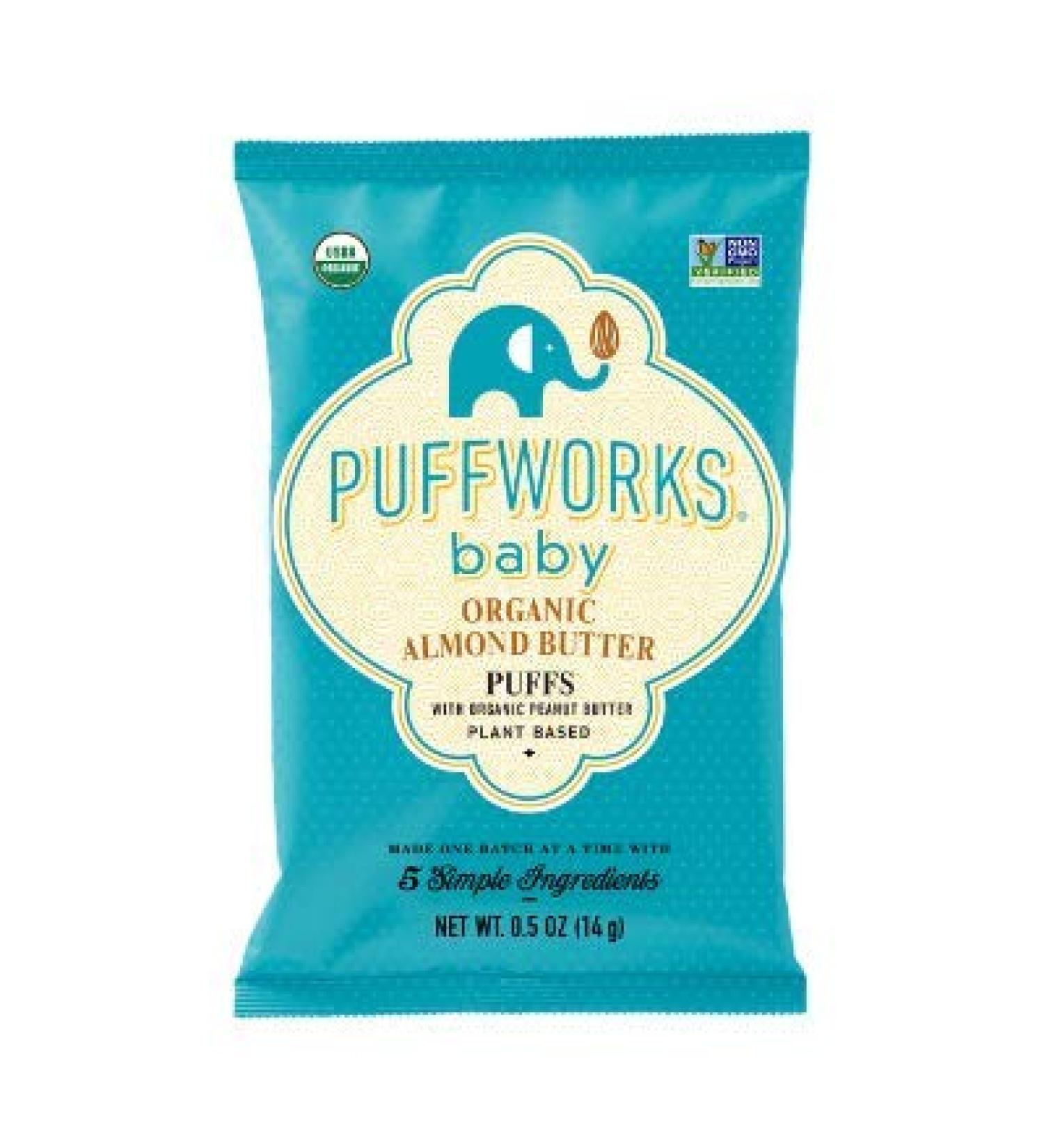 Puffworks Baby Organic Almond Butter Puffs - Gluten-Free, Vegan, Non-GMO, 12 Pack - Buy Online on GoSupps.com