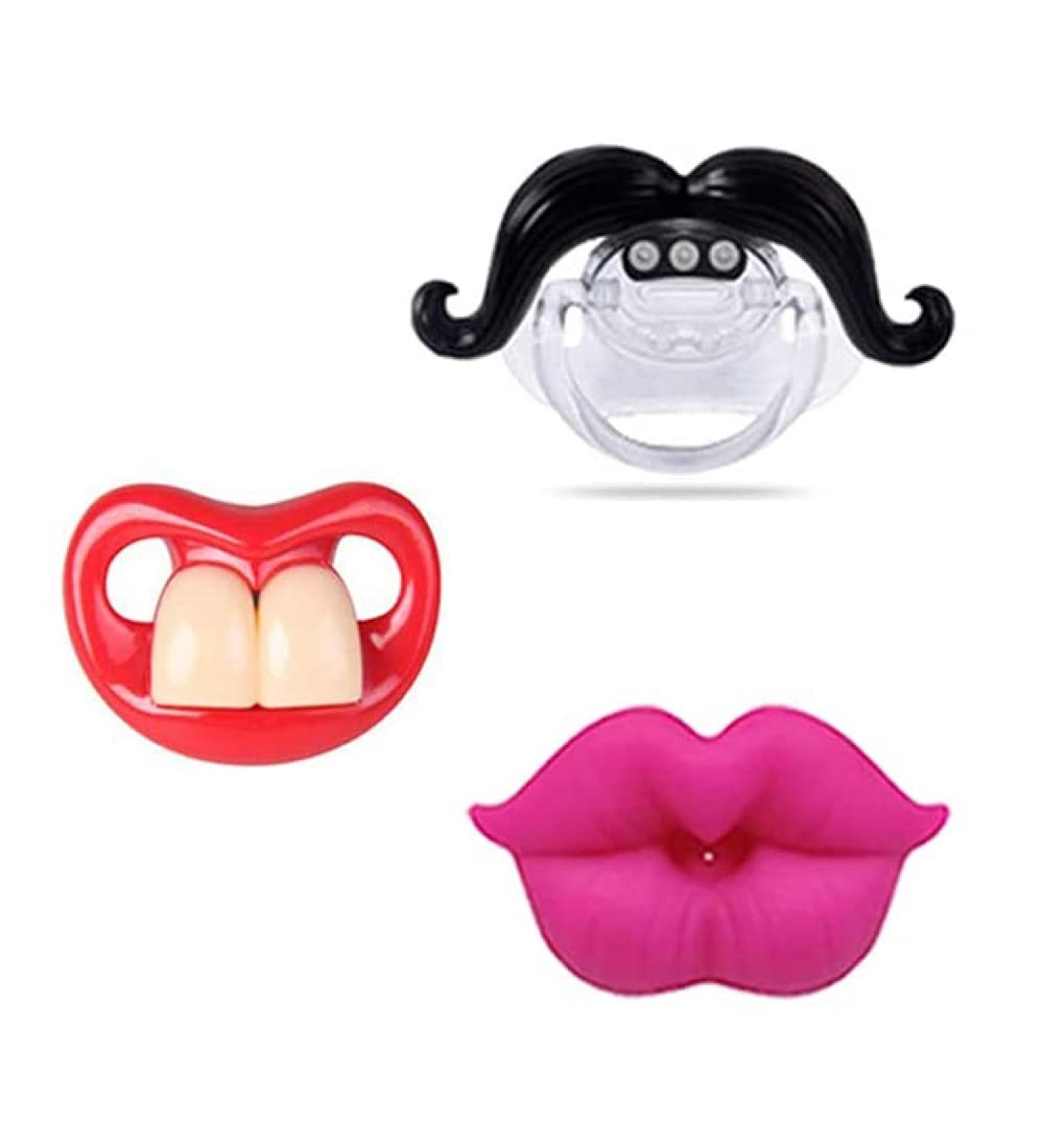 INTATIKOO Funny Mustache and Lips Pacifiers for Girls - BPA Free (3 Pack, Color 01) - Buy Online on GoSupps.com