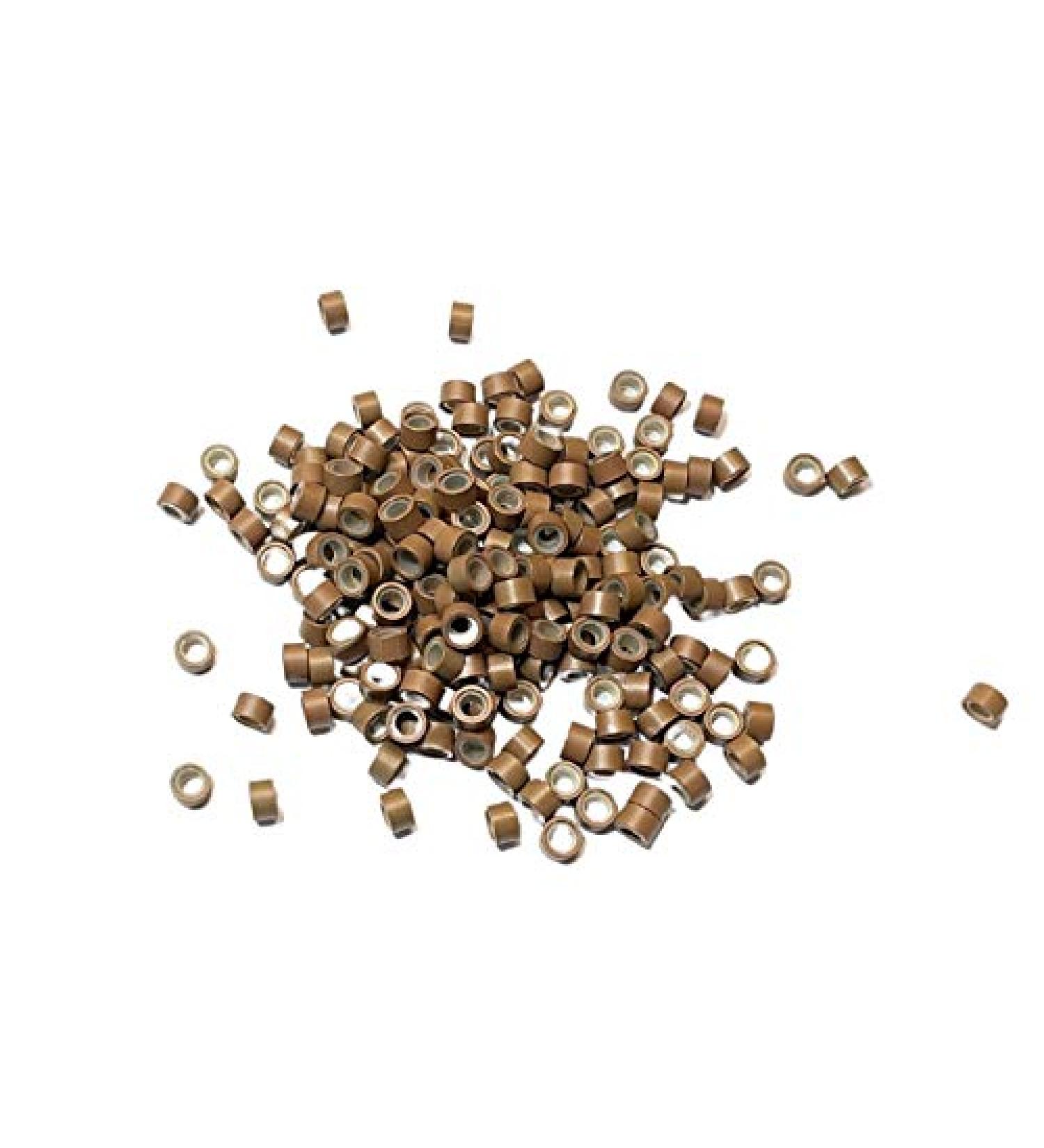 Kiara World 100 Light Brown Silicone Lined Micro Rings Beads 5mm for Pre Bonded I Tip Human Hair Extensions Feather Extensions - Buy Online on GoSupps.com