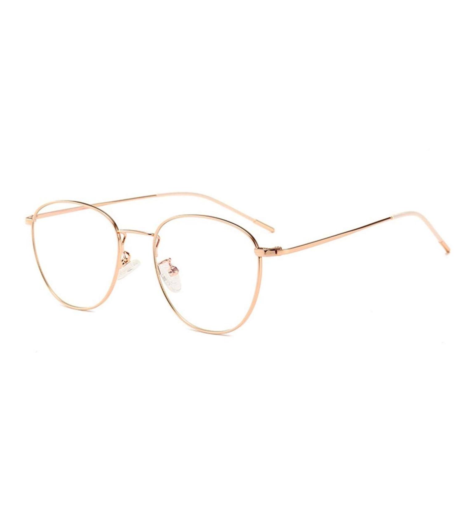 Flydo Women's Retro Round Blue Light Filter Glasses - Anti-Fatigue UV Protection Metal Frame Golden - Buy Online on GoSupps.com