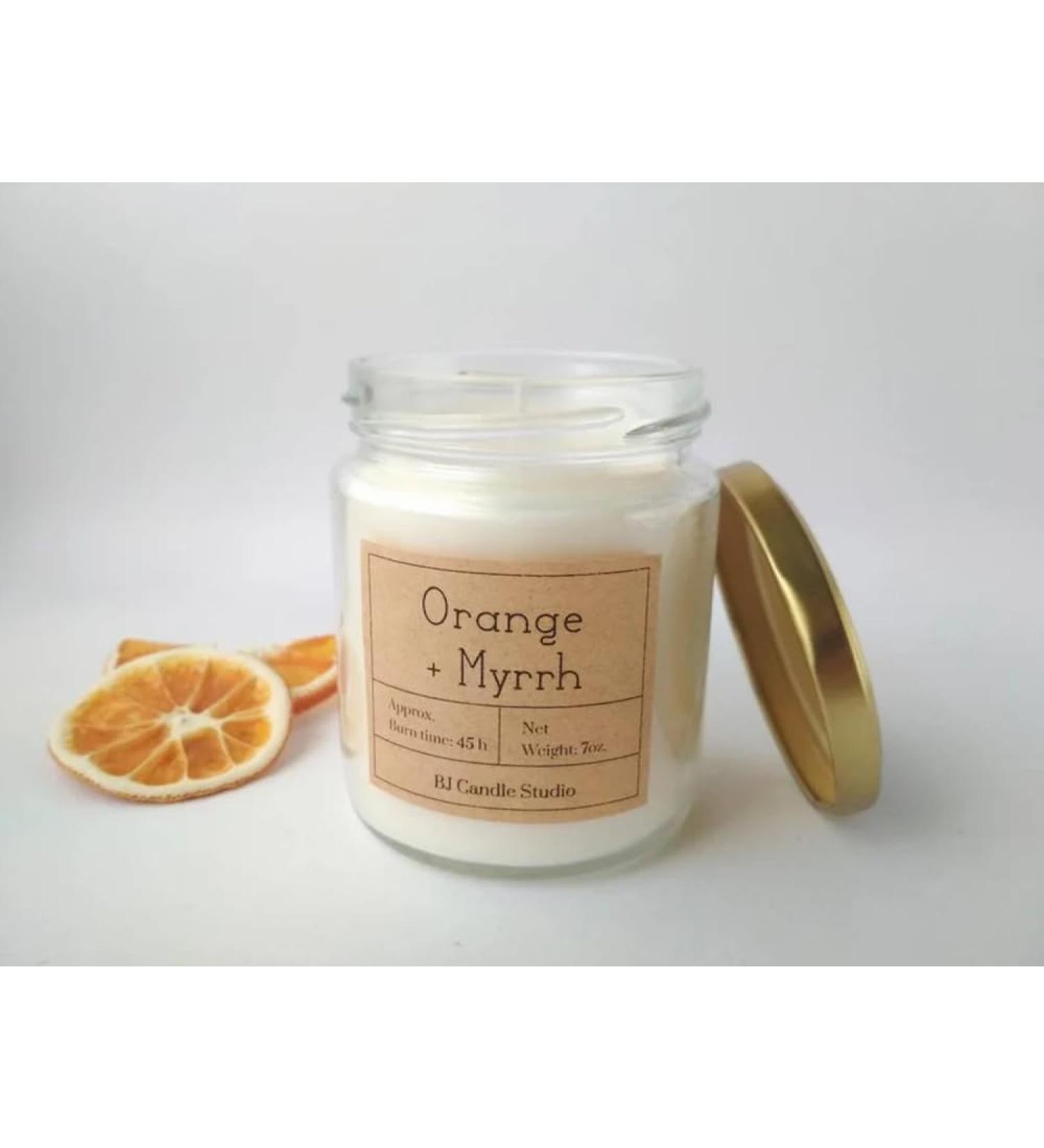 Vegan Orange & Myrrh Soy Wax Candle - Cozy Fall Luxury Scented Candle | Eco-Friendly Gift for New Home - Buy Online on GoSupps.com