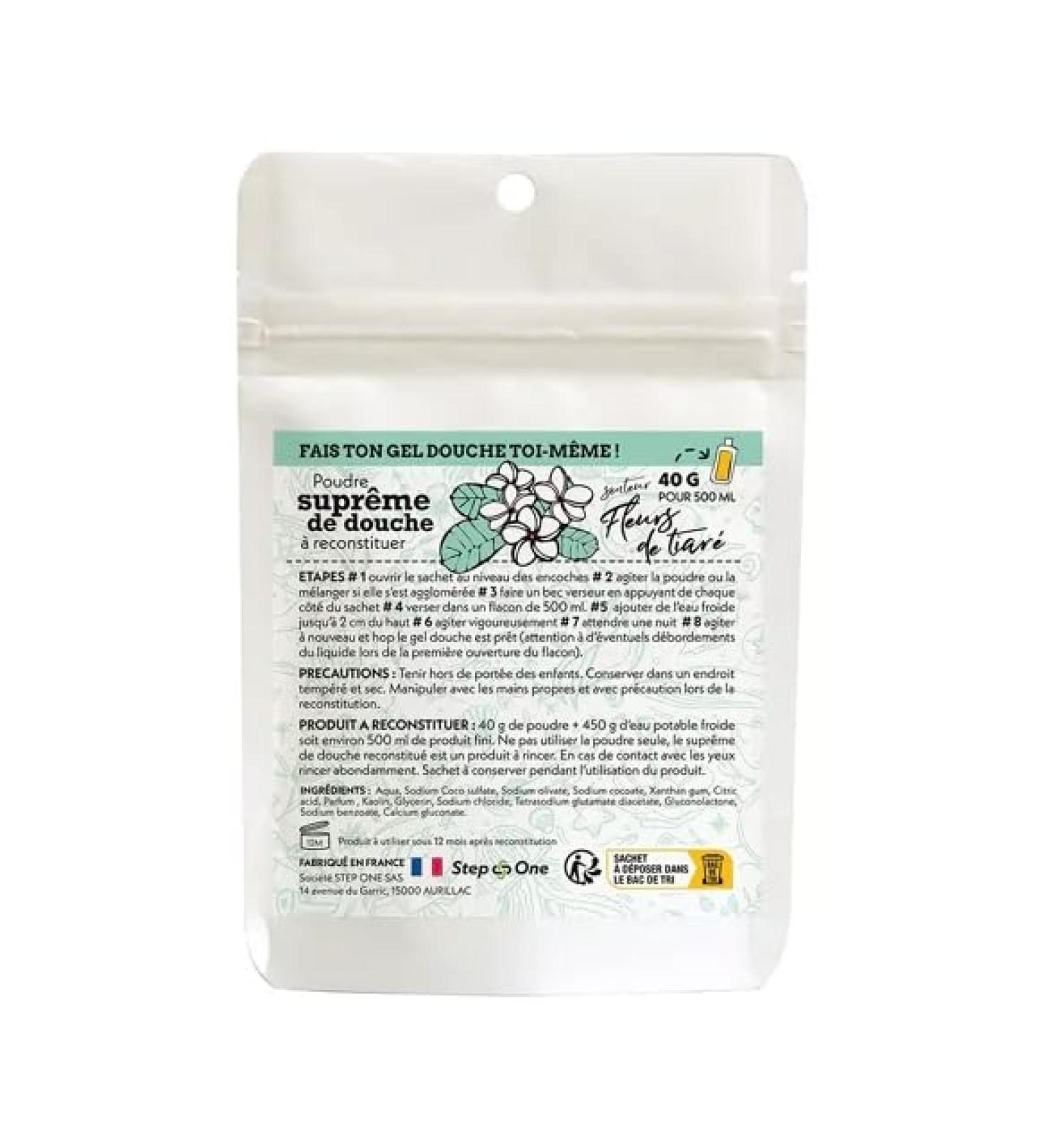 STEP ONE Flurs de Tiare Shower Gel Powder - Mix Yourself - 40g 500ml Step One
