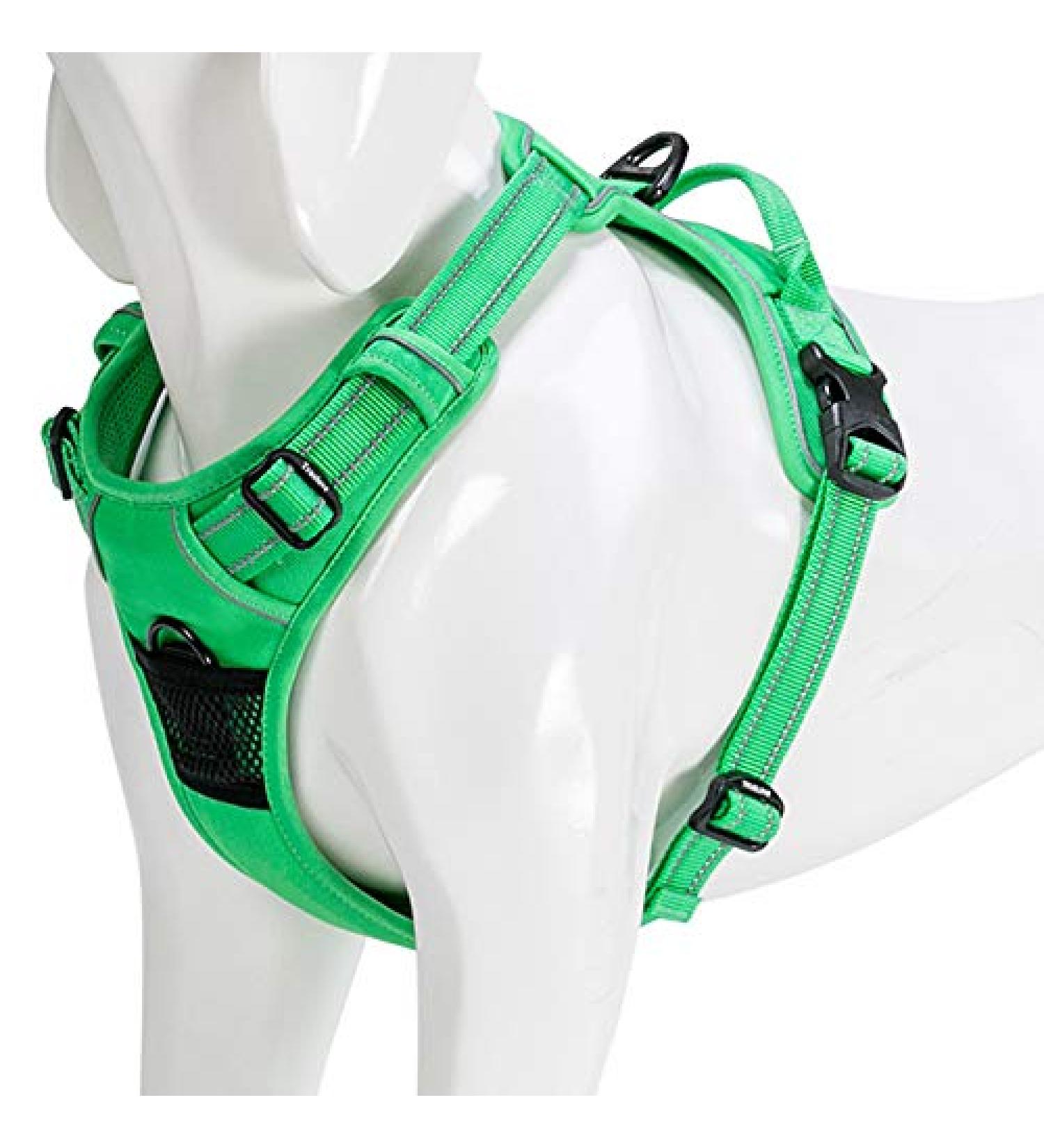 Winhyepet TrueLove Dog Harness No-Pull Reflective Adjustable | Pet Dishes with 2 Linen Clips & Control Handle for All Dog Sizes - TLH5651 M Grass-Green - Buy Online on GoSupps.com