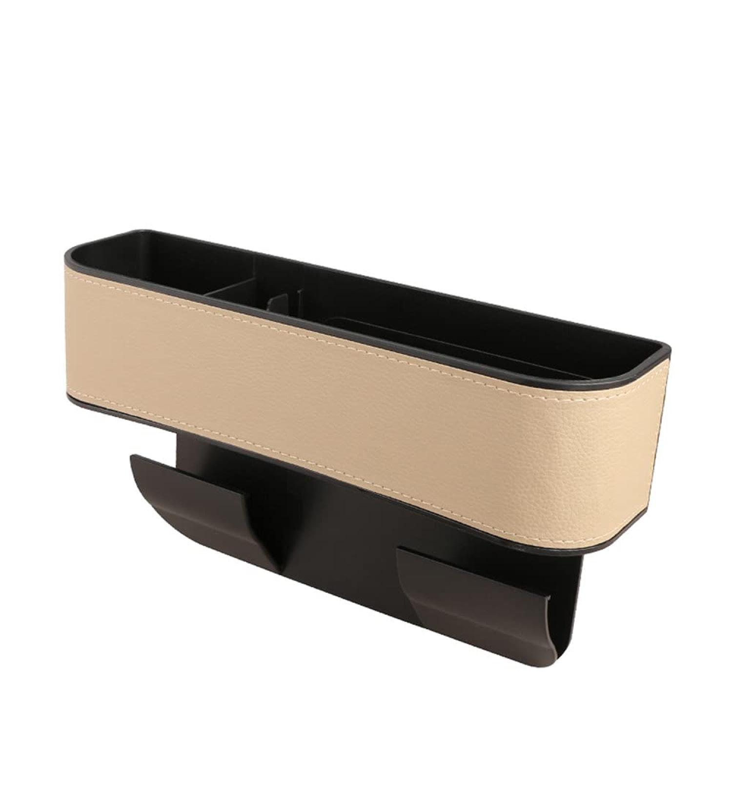 Qirc Car Seat Gap Filler Organizer with Cup Holder - Beige | Multi-function Console Side Pocket & Storage Box for Cellphones, Wallets | Upgraded Organizer for Front Seats - 1pc - Buy Online on GoSupps.com