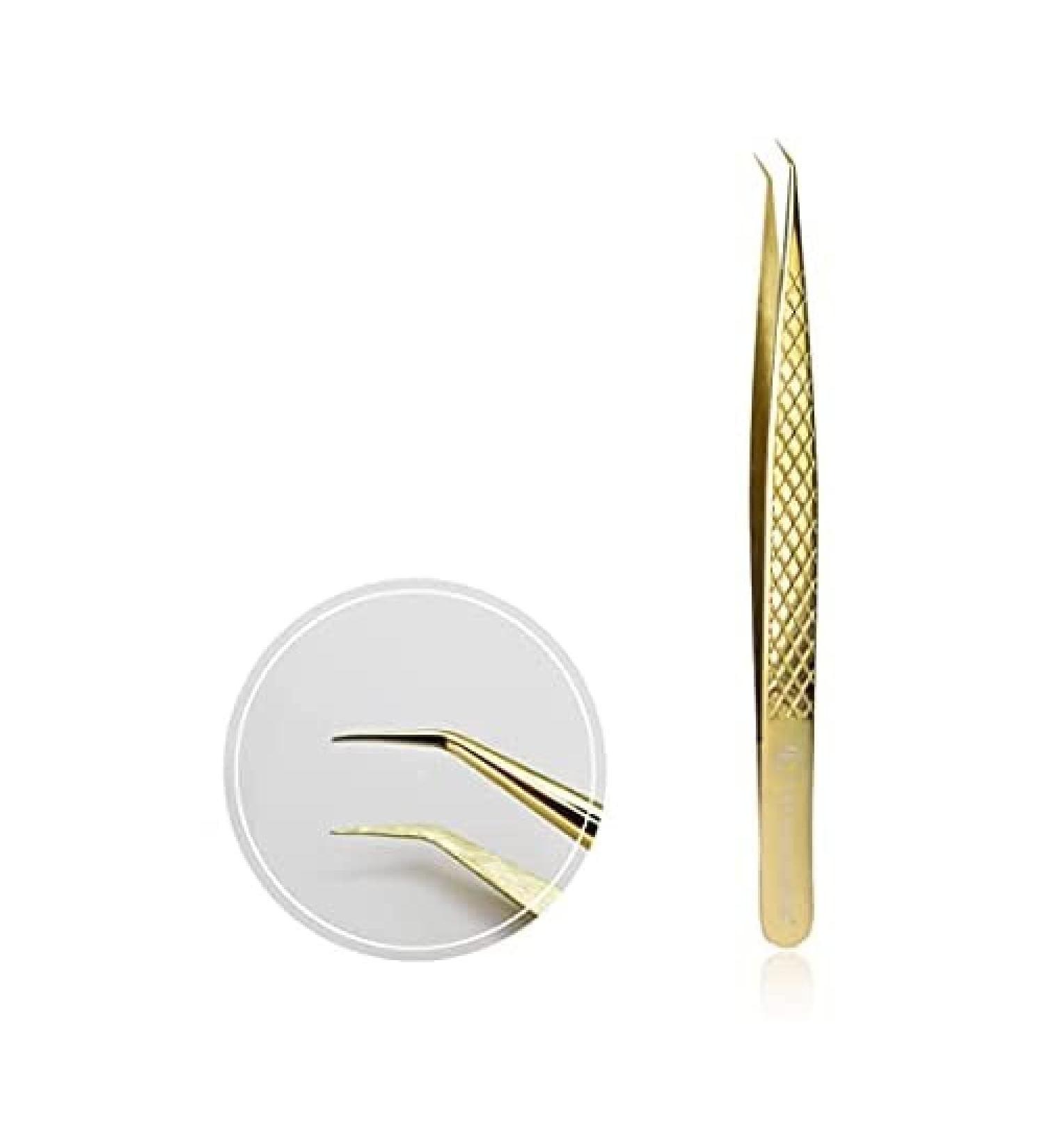 Crystal lashes tweezers model 02 gold