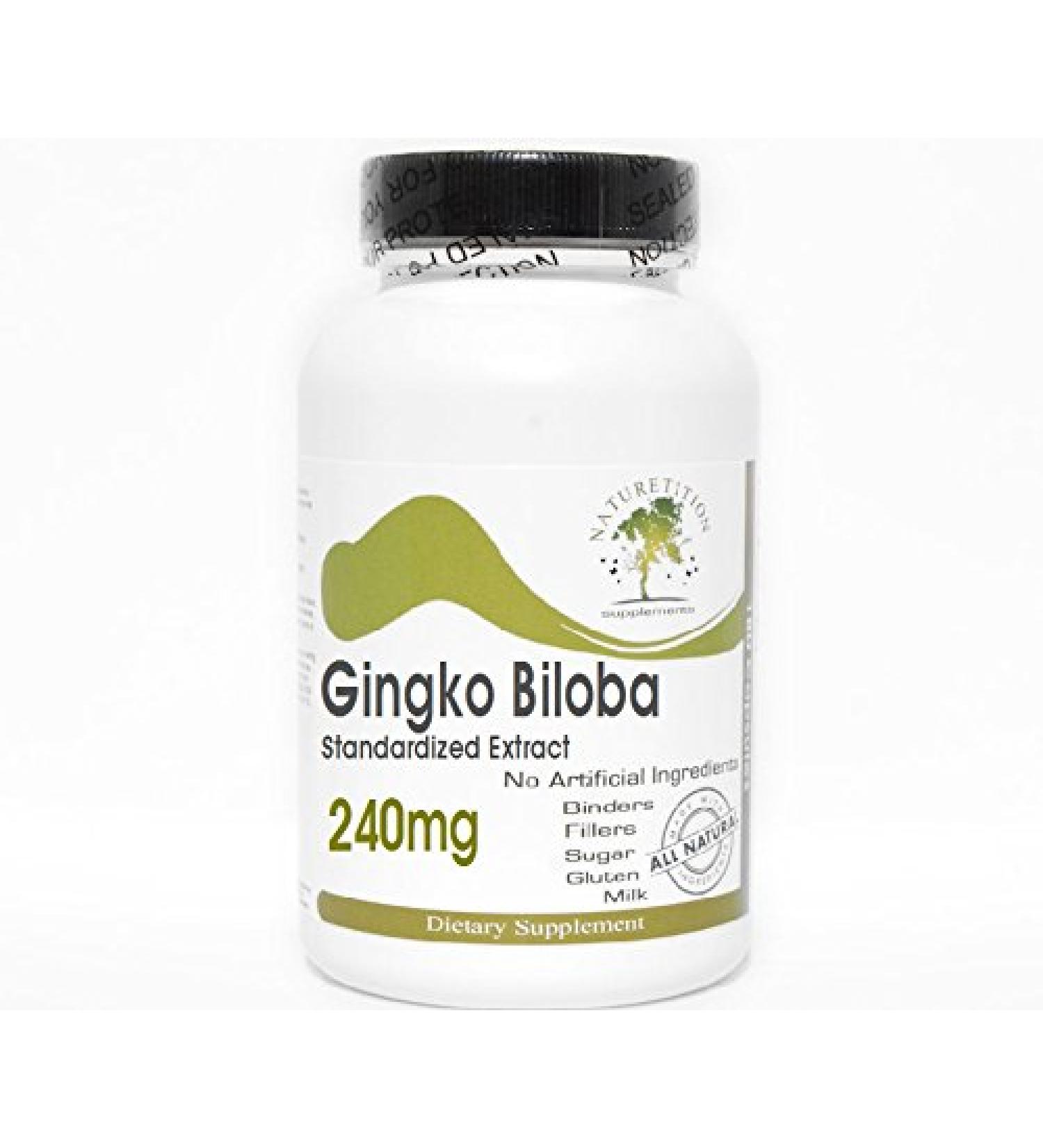 Ginkgo Biloba Standardized Extract 240mg 24% Glycosides 100 Capsules - No Additives Naturetition Supplements
