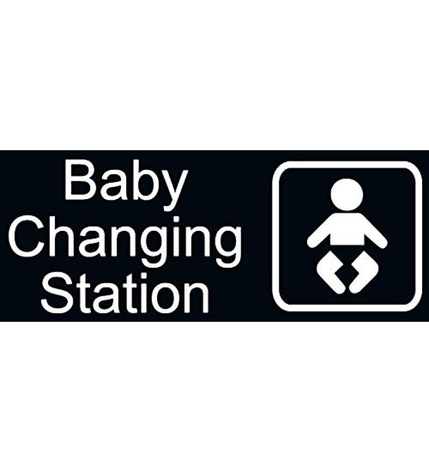 8x3 New Baby Changing Station Sign - English & Symbol - Black - Men Women Unisex - Buy Online on GoSupps.com