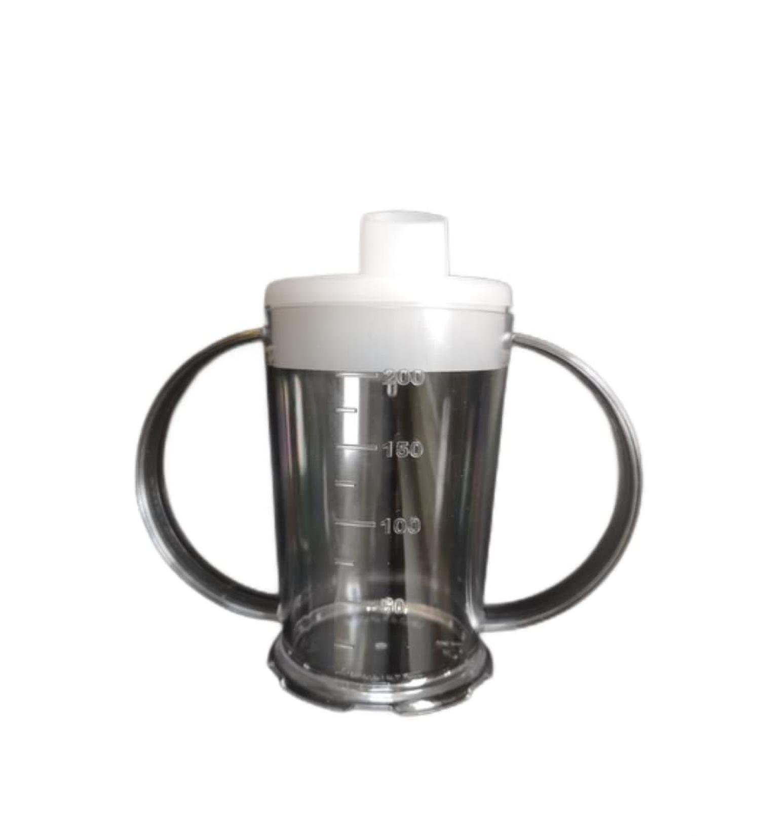 Clear Two Handled Graduated Beaker with Lid - 200ml Adult Feeder Cup - Drinking Aids (Wide Spout Pack of 1) Wide Spout 1 Count (Pack of 1)