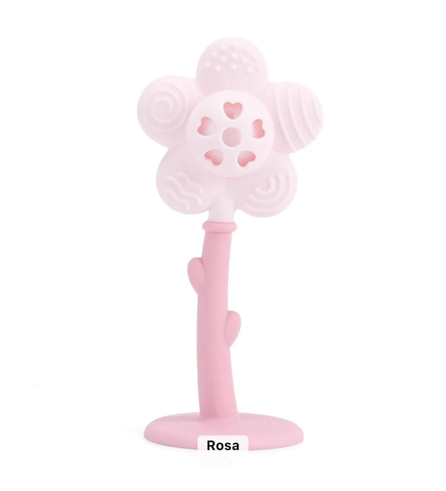 2 in 1 Teething Ring & Rattle - BPA-Free Silicone Baby Teething Toy (Pollen Pink Skin Pink) | Safe Durable & Fun - Buy Online on GoSupps.com