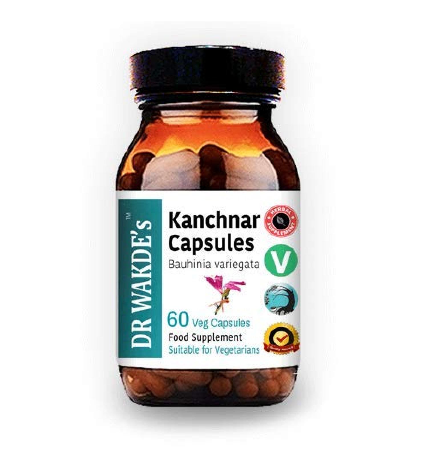 DR WAKDE'S Kanchnar Capsules (Bauhinia variegata) | 60 Veg Caps | Ayurvedic Supplement | Vegan | 100% Herbal | Quantity Discounts - Buy Online on GoSupps.com