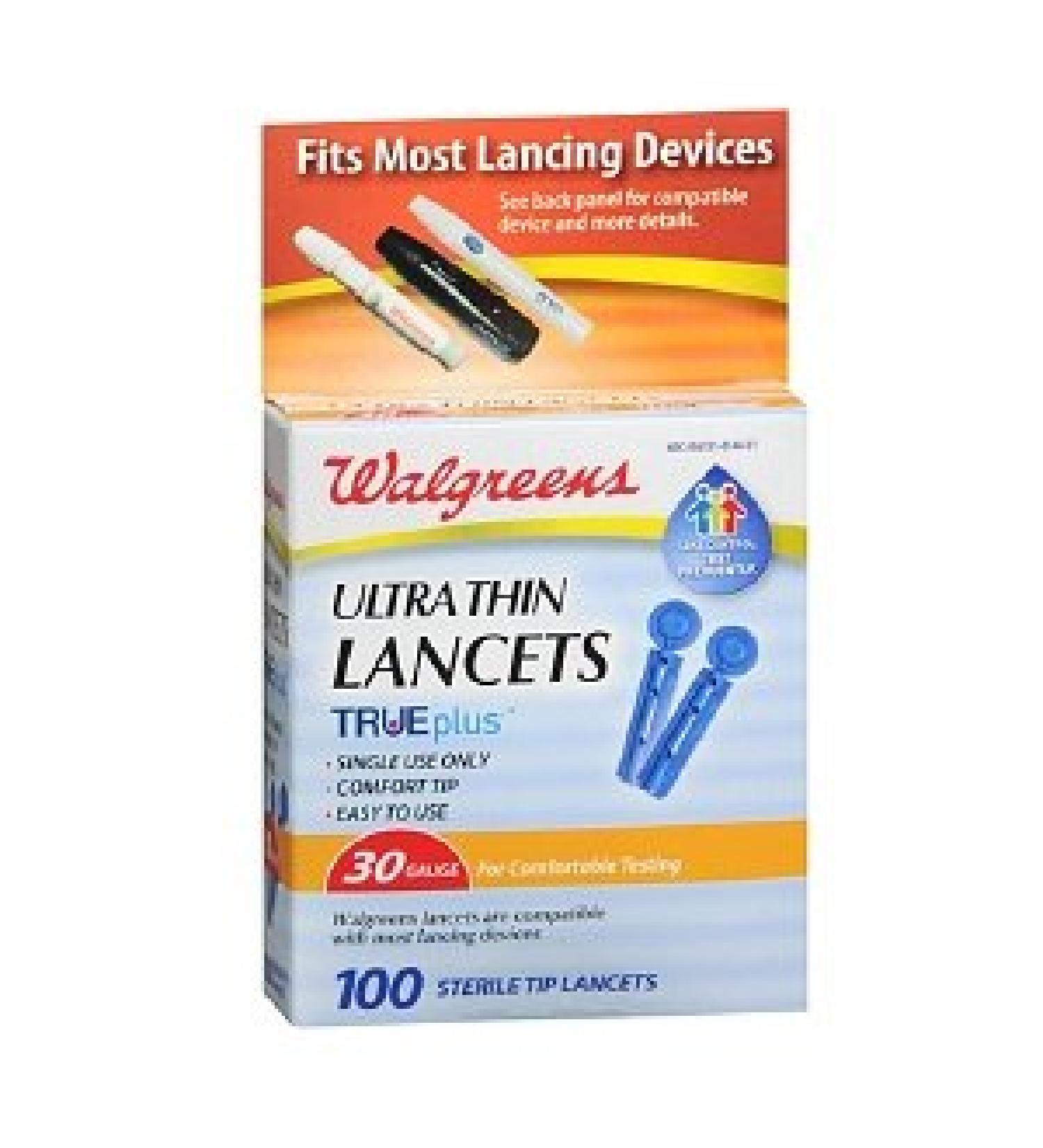 Walgreens Super Thin 30 Gauge Sterile Tip Lancets 100 ea