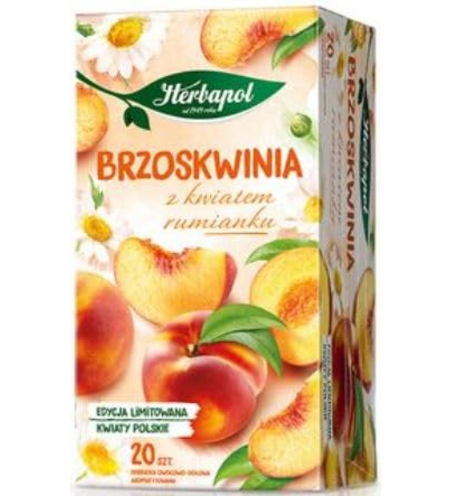 Peach With Chamomile Flowers Tea Natural Pure And Refreshing Herbal Fruit Infusion Herbapol