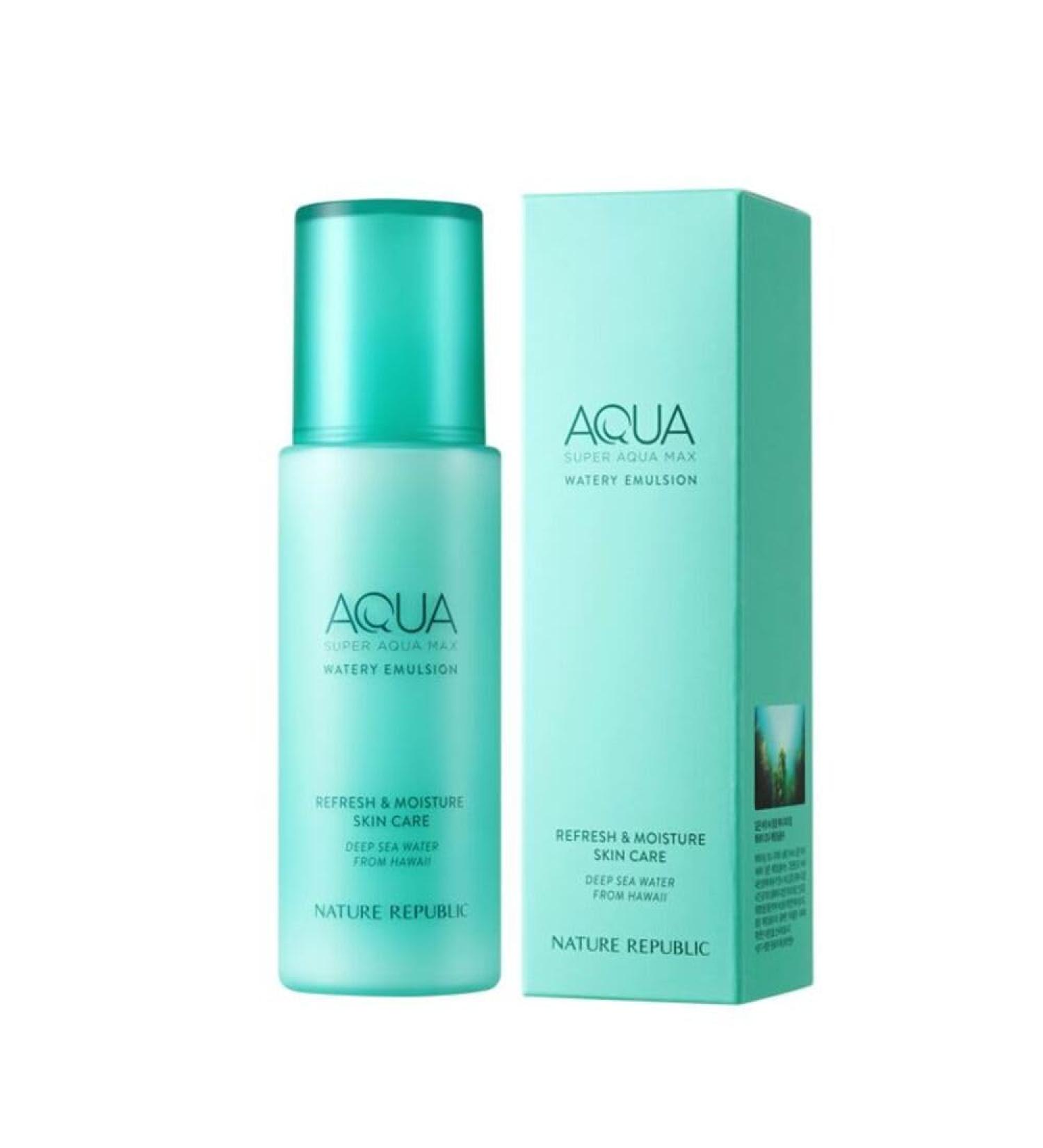 Nature Republic Super Aqua Max Watery Emulson_Hydrating Deep sea water daily Moisturizer & Glow Lightweight Long Lasting lotion cream for Face korean beauty facial skin care 130ml / 4.39 fl.oz - Buy Online on GoSupps.com
