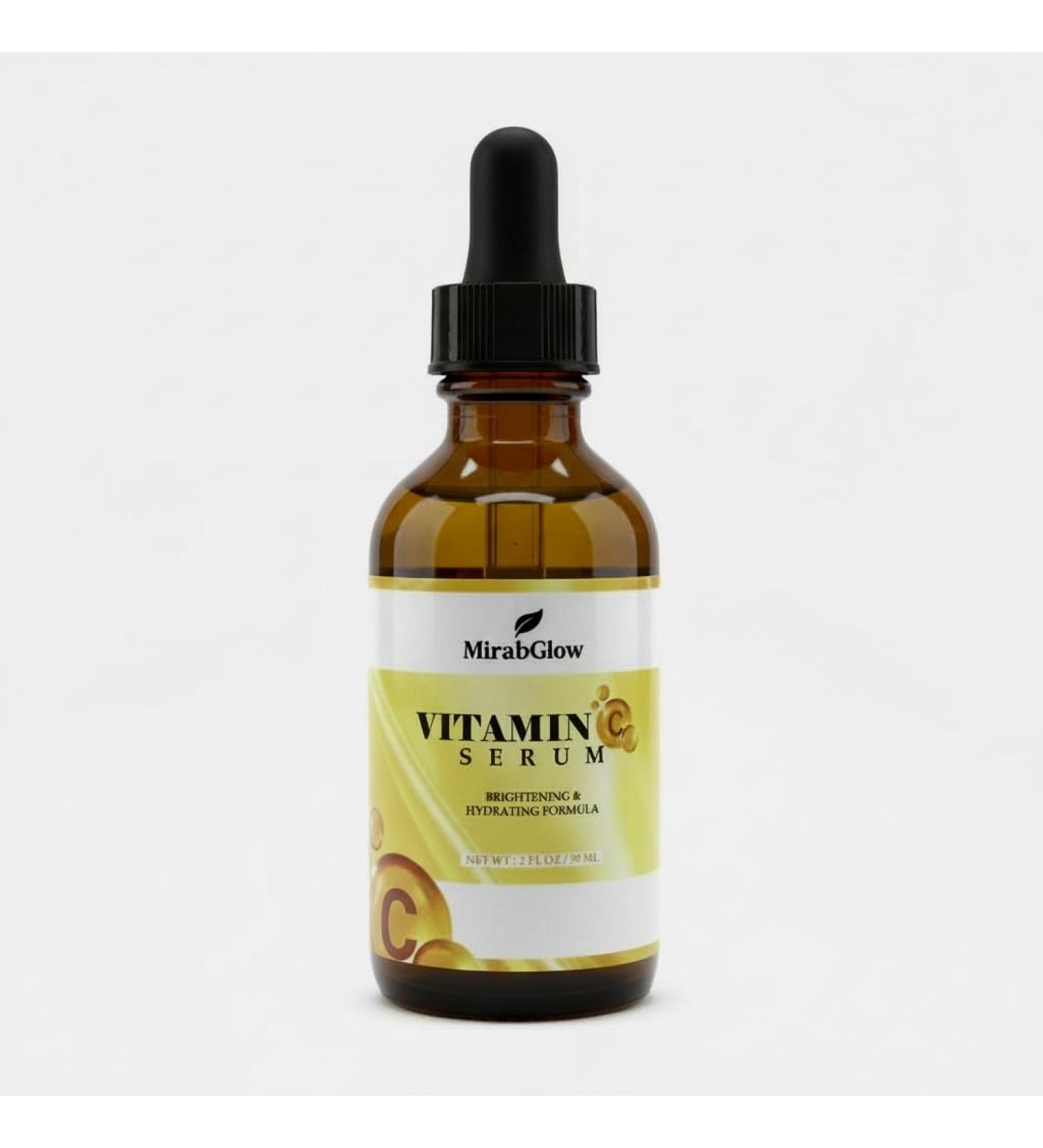 MirabGlow Vitamin C Serum for Face with Hyaluronic Acid Vitamin E & Ferulic Acid Anti-Aging Brightening Formula to Improve Dark Spots Fine Lines & Wrinkles Suitable for All Skin Types 2 fl oz - Buy Online on GoSupps.com