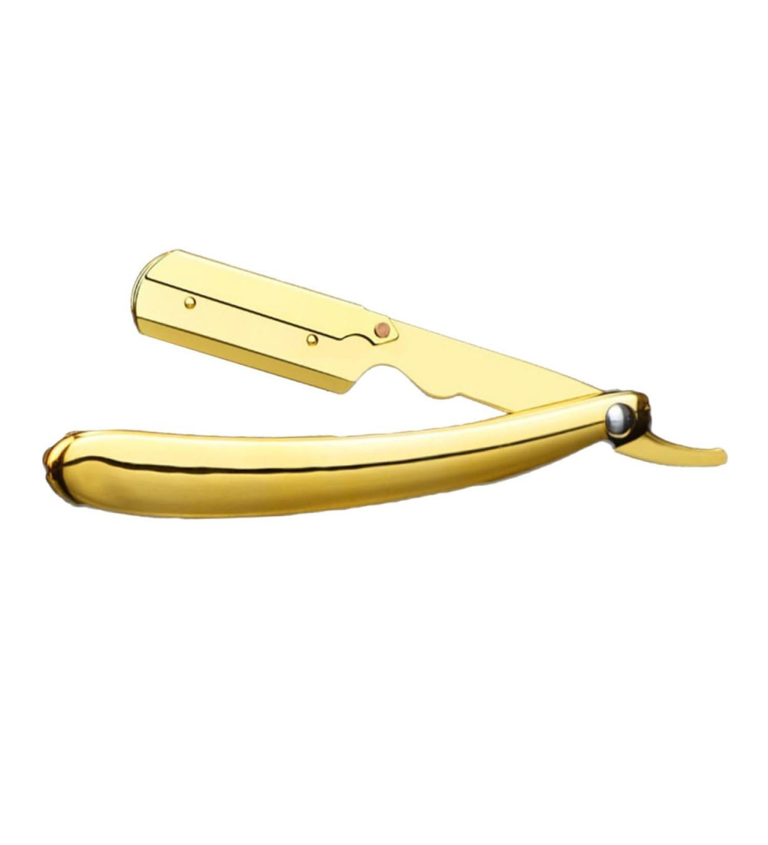 Frcolor Engraved Razor Holder - Rustproof Steel Folding Barber Razor & Eyebrow Trimmer - 14.5x2.5cm - Ideal for Hairdressers & Men - Buy Online on GoSupps.com