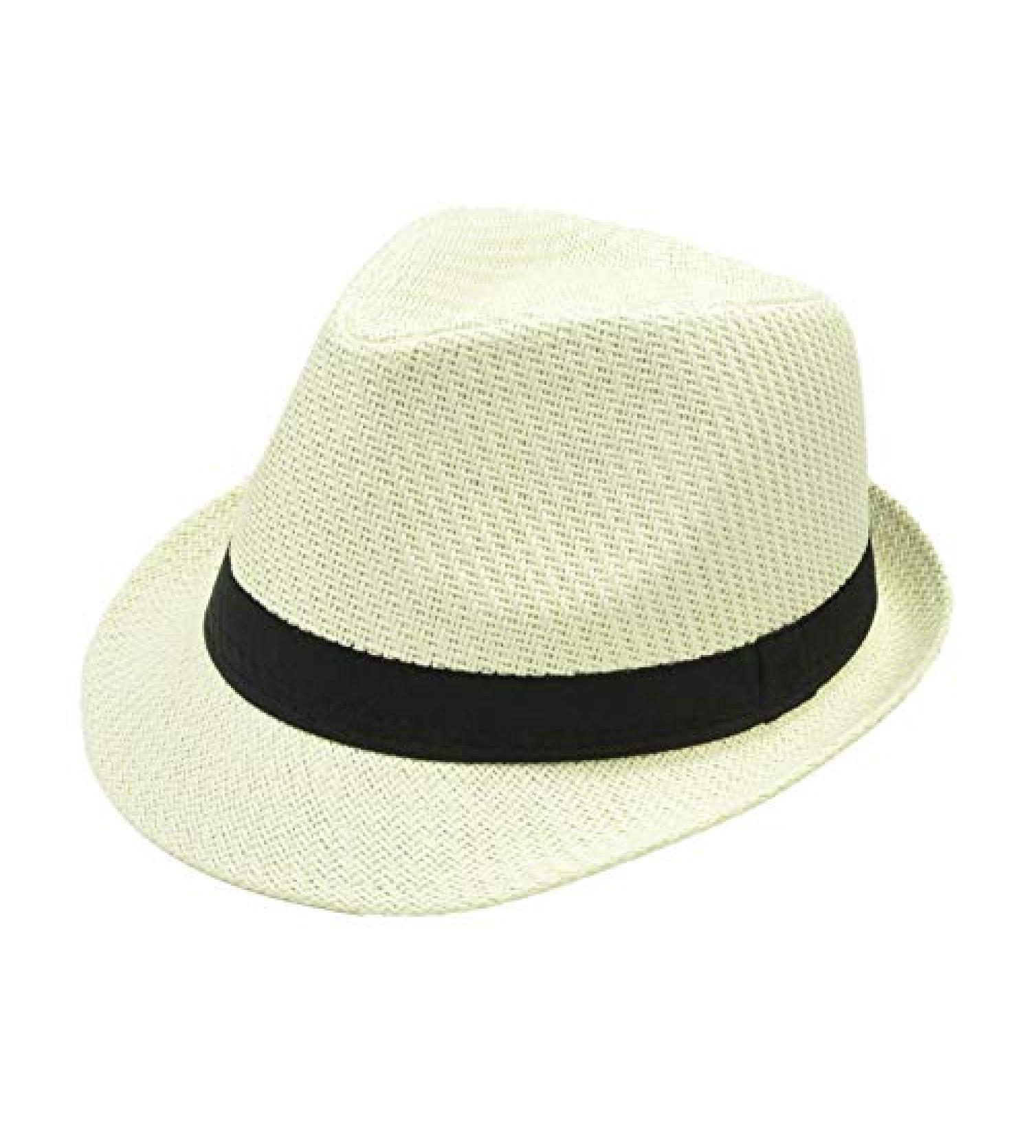NAVISIMA 1920s Panama Style Fedora Hats for Men, Women, and Kids - Beige Sun Hat with Band - Trilby Summer Beach Hat - Medium - Buy Online on GoSupps.com