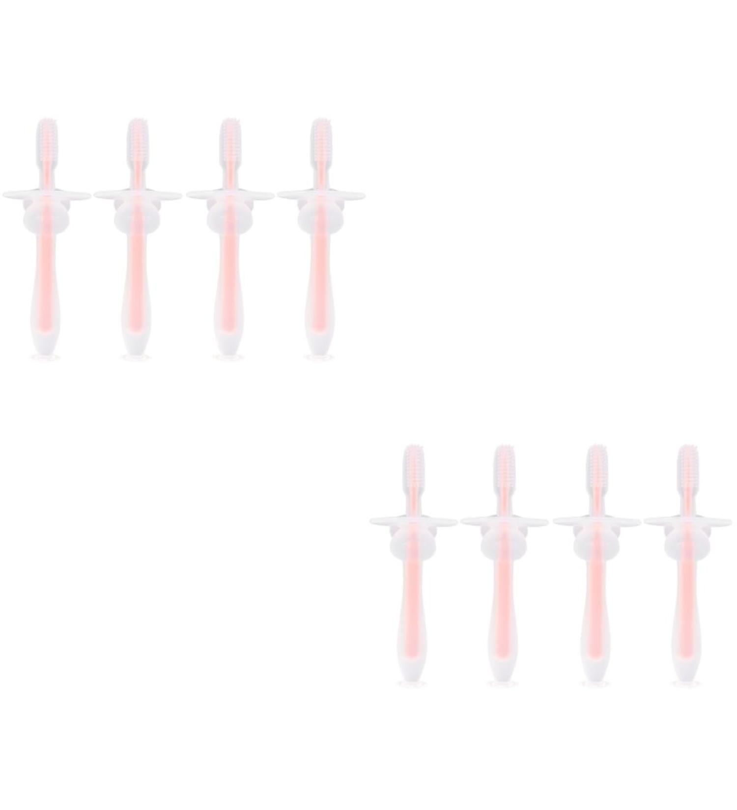 Buy Tahnbrush - Soft Silicone Toddler & Baby Toothbrush Set (8 Piece) | Tooth Training for Newborns - Pink - Buy Online on GoSupps.com