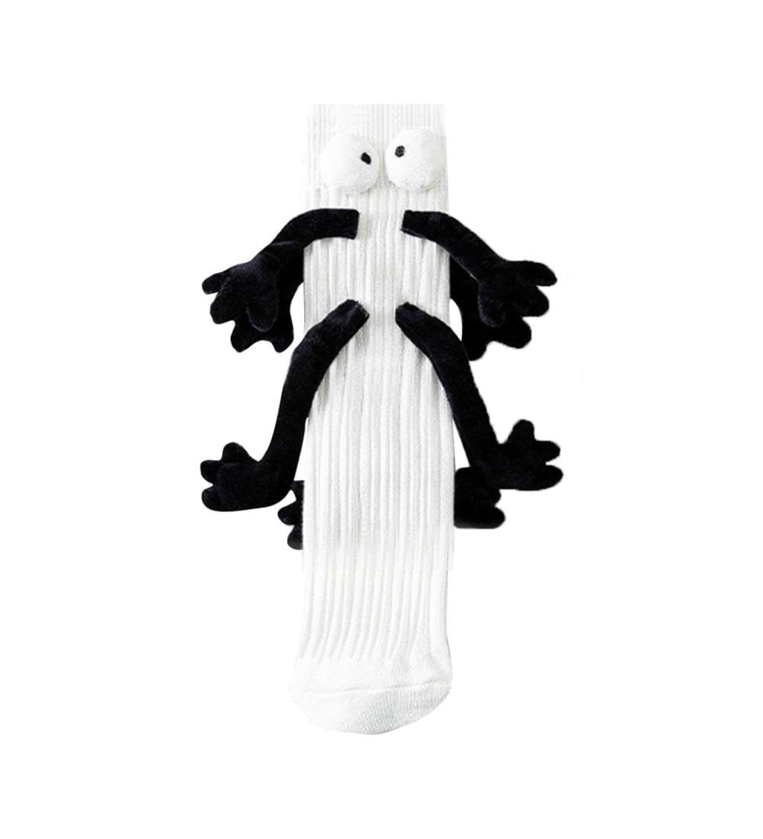 Cute Magnetic Couple Doll Socks for Women Men - Funny Mid-Tube 3D Socks - White - One Size - Buy Online on GoSupps.com