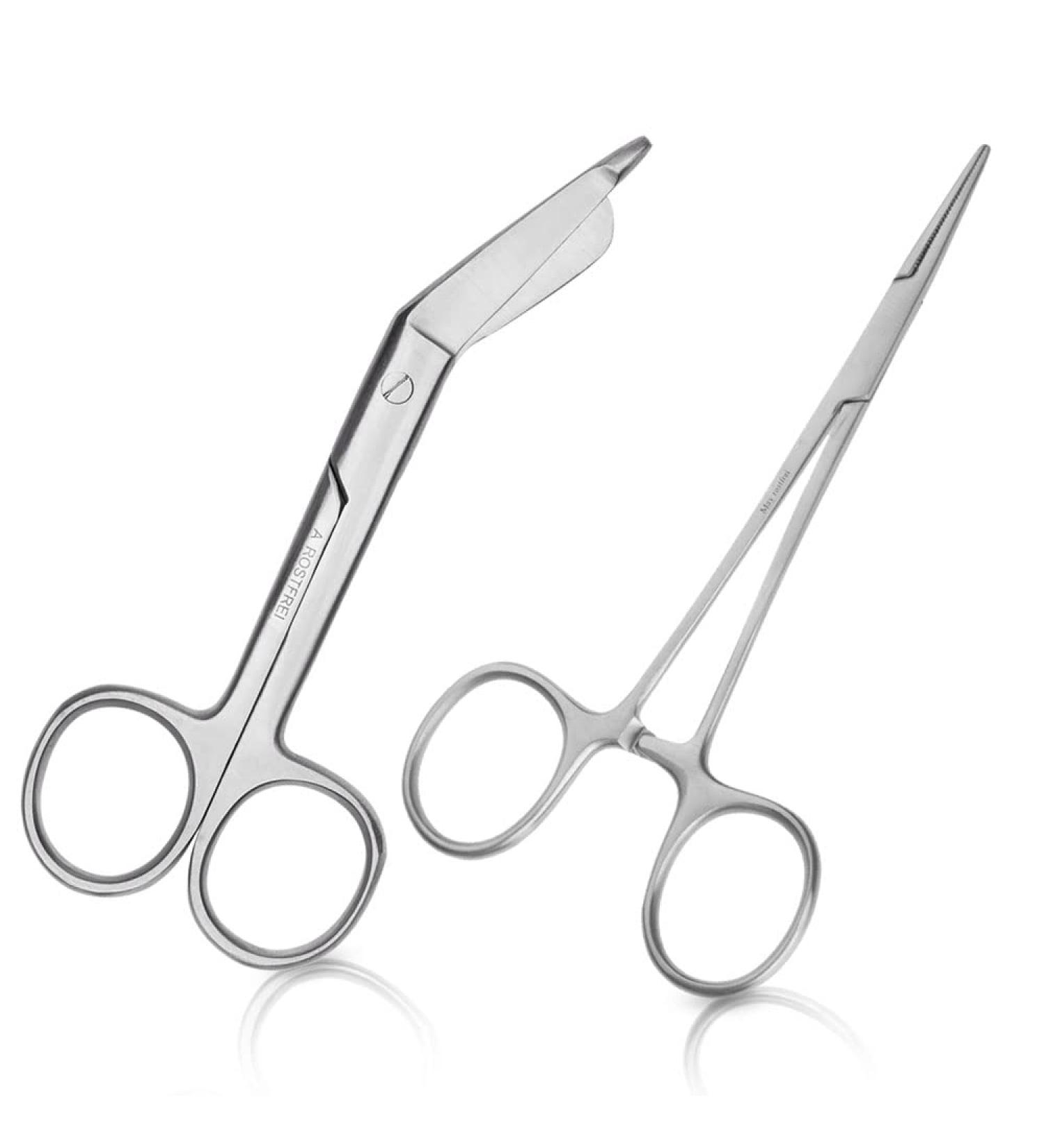 Buy May Set: Stainless Steel First Aid Scissors (11.5 cm) & Clamp (12.5 cm) - Perfect for Emergency Kits | International Shipping Available - Buy Online on GoSupps.com