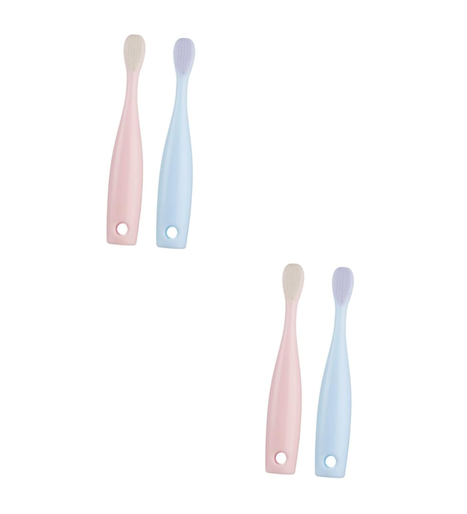 Minkissy 4-Piece Soft Bristle Baby Toothbrush Set | Gentle Training Toothbrush & Tongue Cleaner | Safe for Kids - Buy Online on GoSupps.com