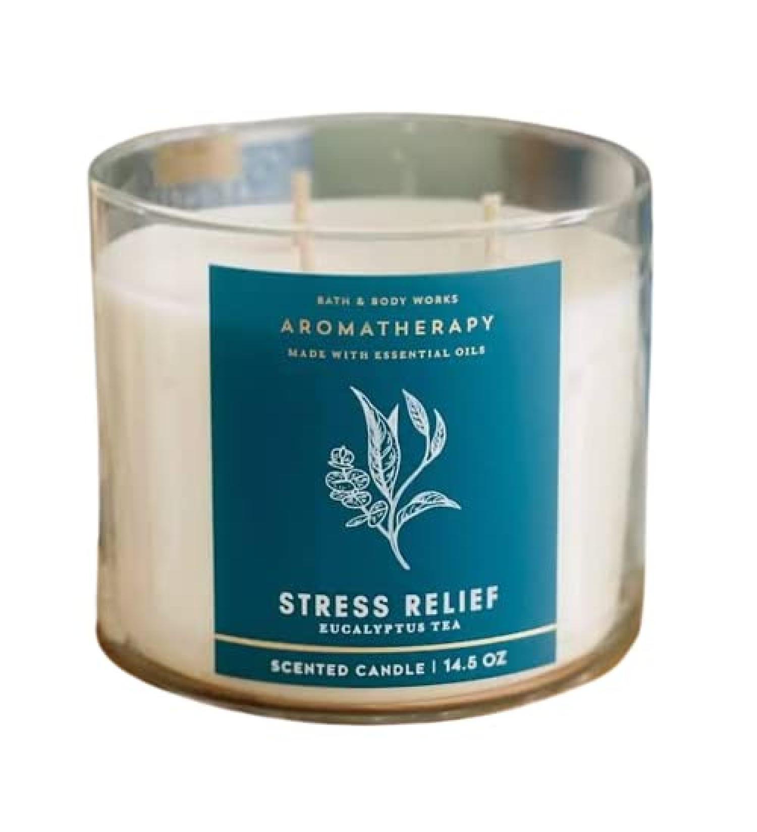 Bath & Body Works Aromatherapy Stress Relief Eucalyptus Tea 3 Wick Scented Candle 411g / 14.5oz