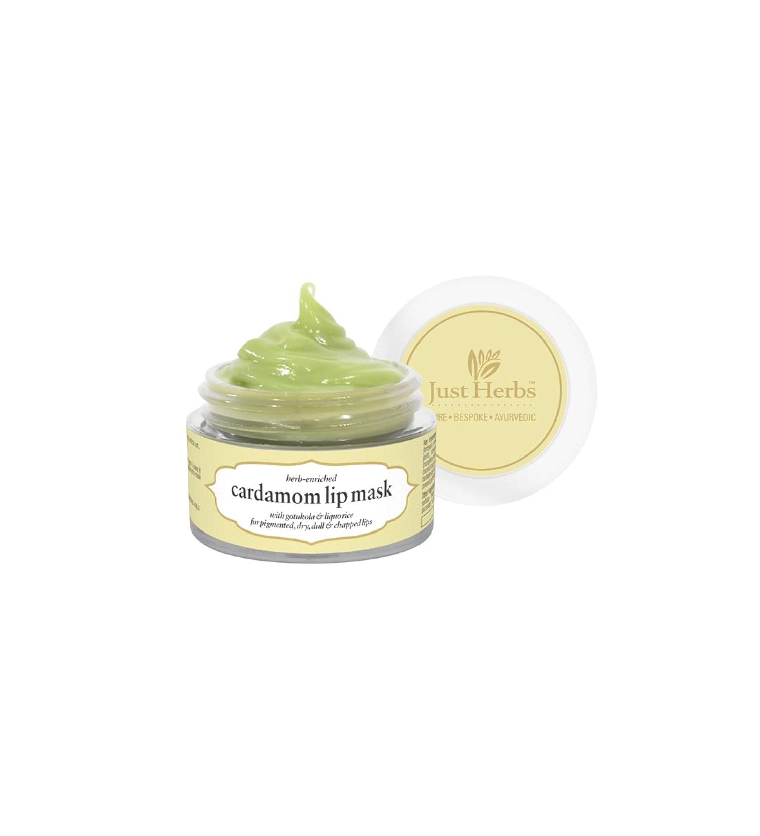 Organic Lip Mask - Vegan Moisturizing Treatment for Dry Pigmented & Chapped Lips | 15 gm Cardamom | Ideal for Men & Women | International Shipping Available - Buy Online on GoSupps.com