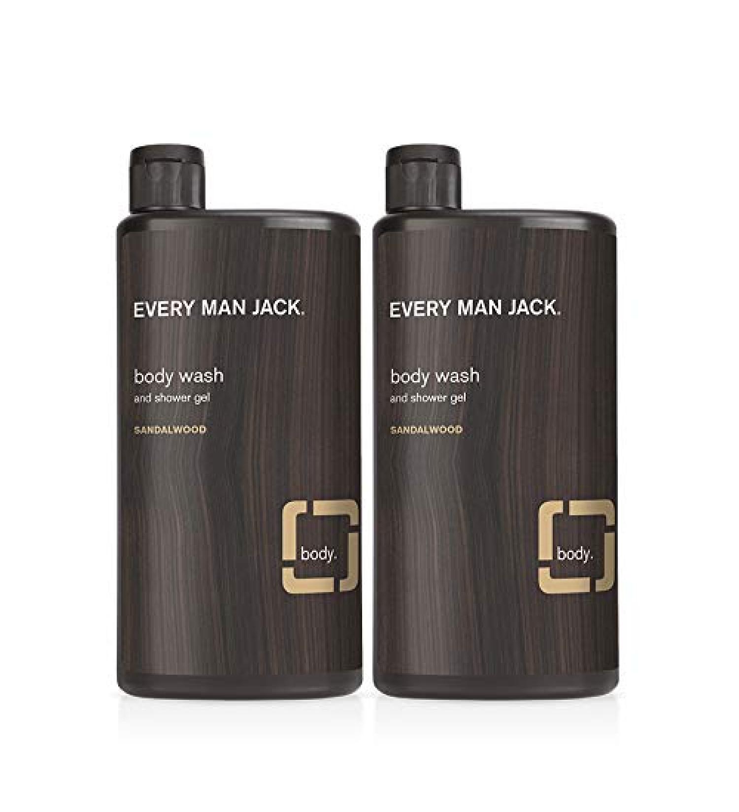 Every Man Jack Men's Body Wash Twin Pack - Sandalwood | 16.9oz x 2 Bottles | Parabens-Free, Dye-Free, Cruelty-Free - Buy Online on GoSupps.com