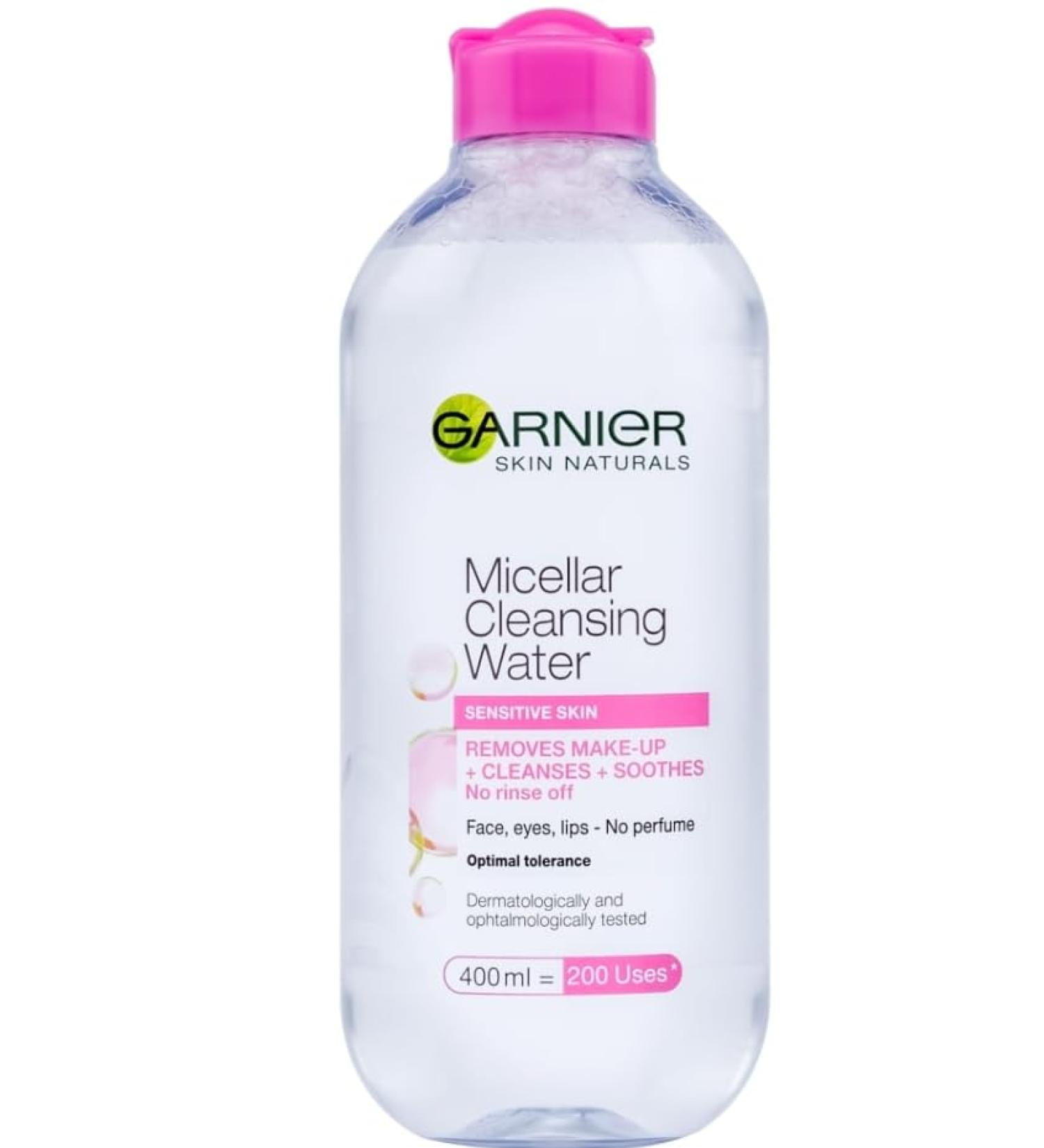 Garnier Micellar Cleansing Water Gentle face Cleanser & Makeup Remover Fragrance-Free Vegan Formula Suitable For All Skin Types Even Sensitive Skin Active 400ml - Buy Online on GoSupps.com