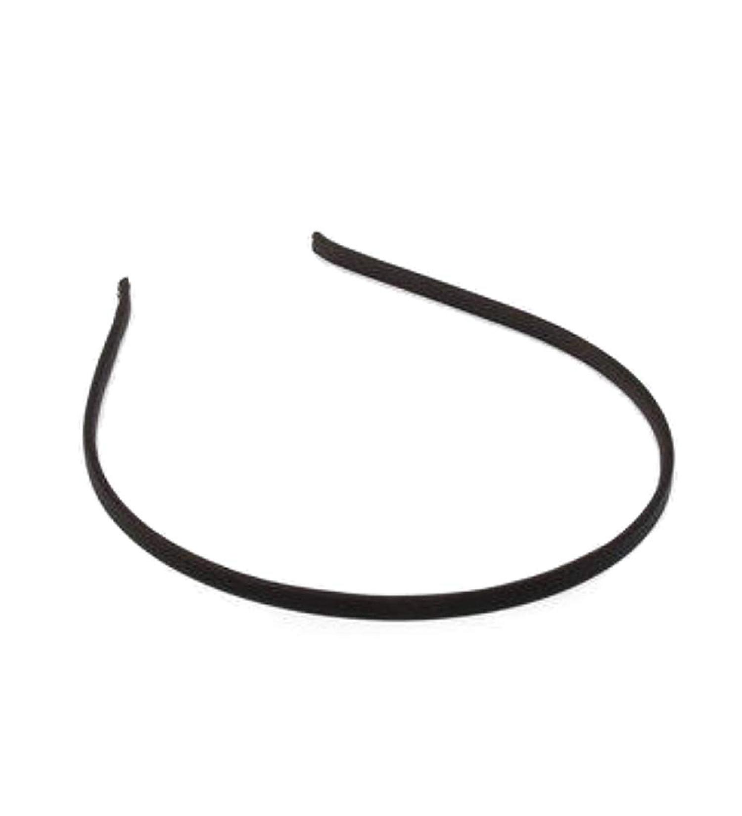 Black Satin Feel Narrow Headband with Metal Accent - Stylish Hair Accessory for All Occasions - Buy Online on GoSupps.com