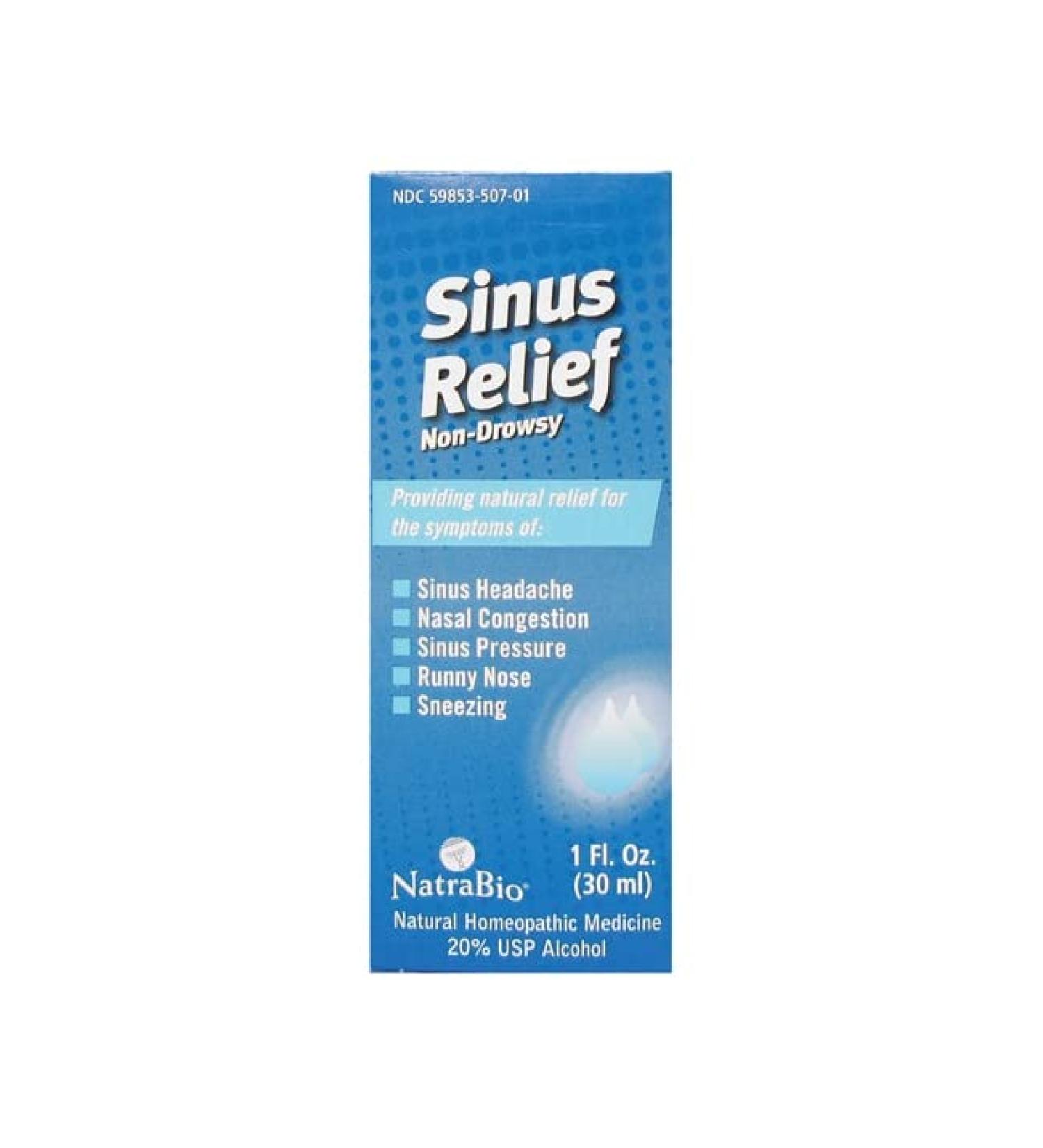 NatraBio Sinus Relief Homeopathic Drops | Temporary Relief from Sinus Headache & Pressure Congestion Sneezing & Runny Nose | Non-Drowsy | 1oz