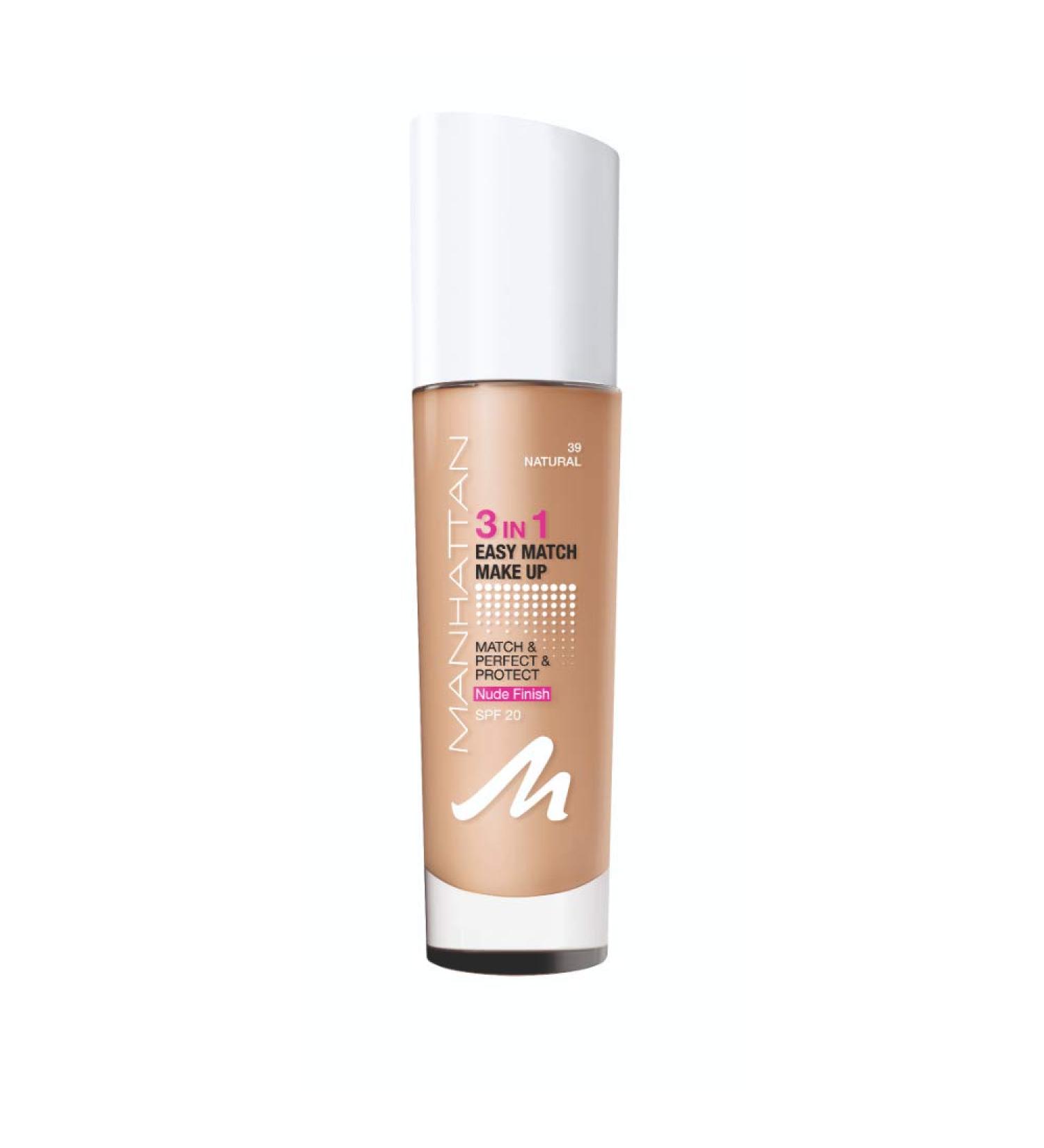Manhattan 3in1 Easy Match Makeup | Oil-Free Foundation for Flawless Complexion | Color 39 Natural | 30ml - International Shipping Available - Buy Online on GoSupps.com