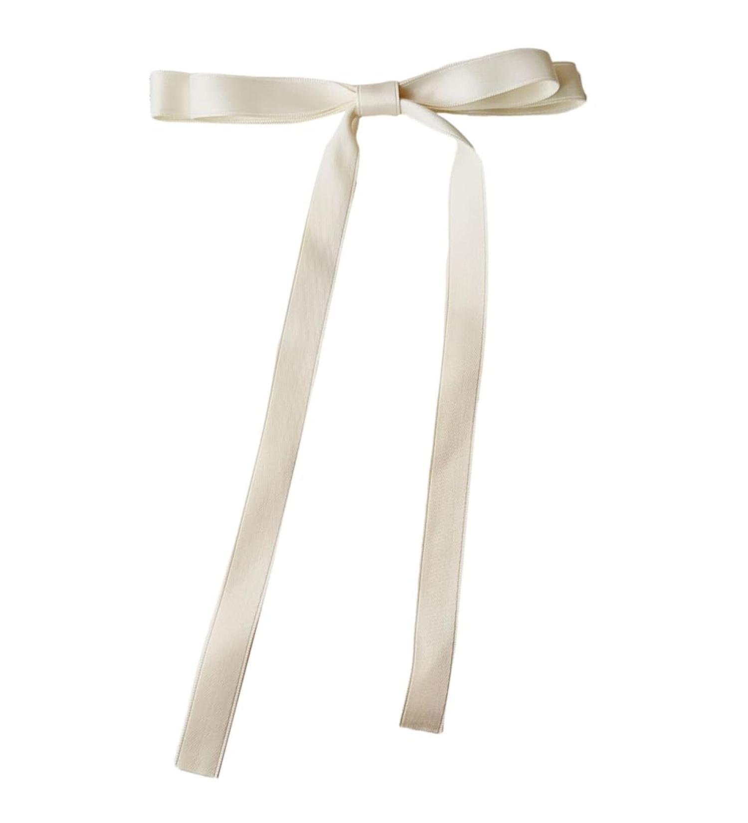 XIAHIOPT Ribbon Bow Hair Clip for Women Girl Kid Bowknot Hair Clip with Long Tail Tassels Hair Hair Clips Ribbon Ponytail Holder White bow ribbon - Buy Online on GoSupps.com