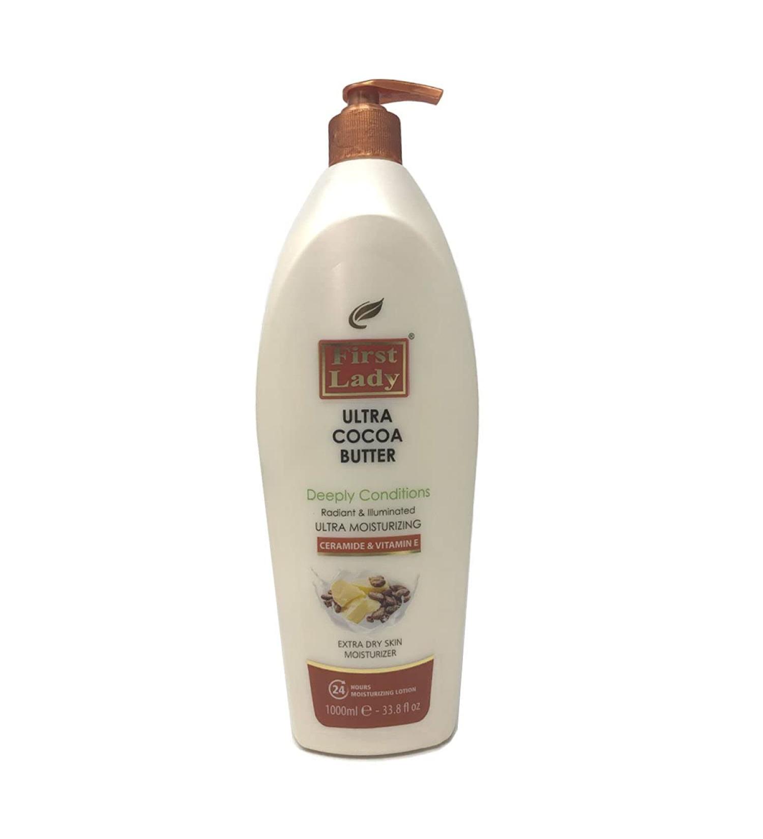 First Lady Ultra Cocoa Butter Ceramide & Vitamin E Moisturizing Hand & Body Lotion 1000ml - Extra Dry Skin