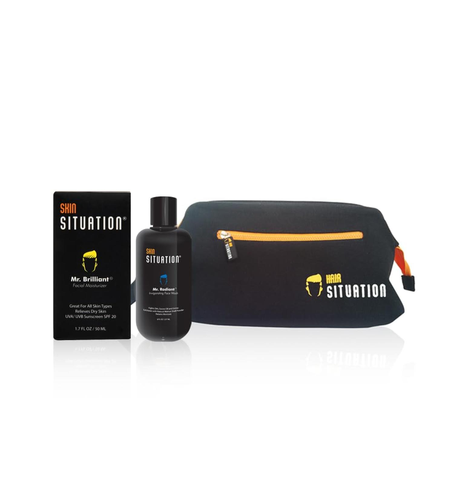 Skin Situation Mr. Radiant Daily Face Wash Mr. Brilliant Face Moisturizer and Toiletry Bag - Buy Online on GoSupps.com