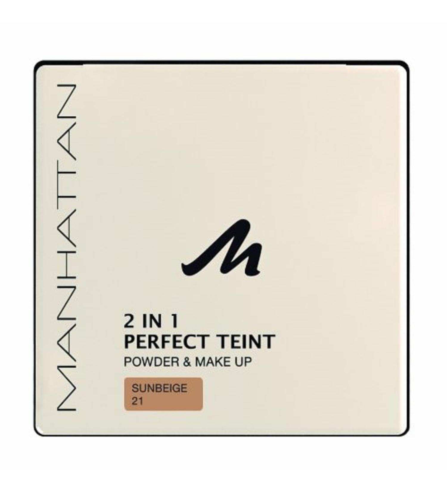 Manhattan 2 in 1 Perfect complexion Powder powder and make-up in one for an absolutely even complexion color sun beige 21 1 x 9g 21 sun beige