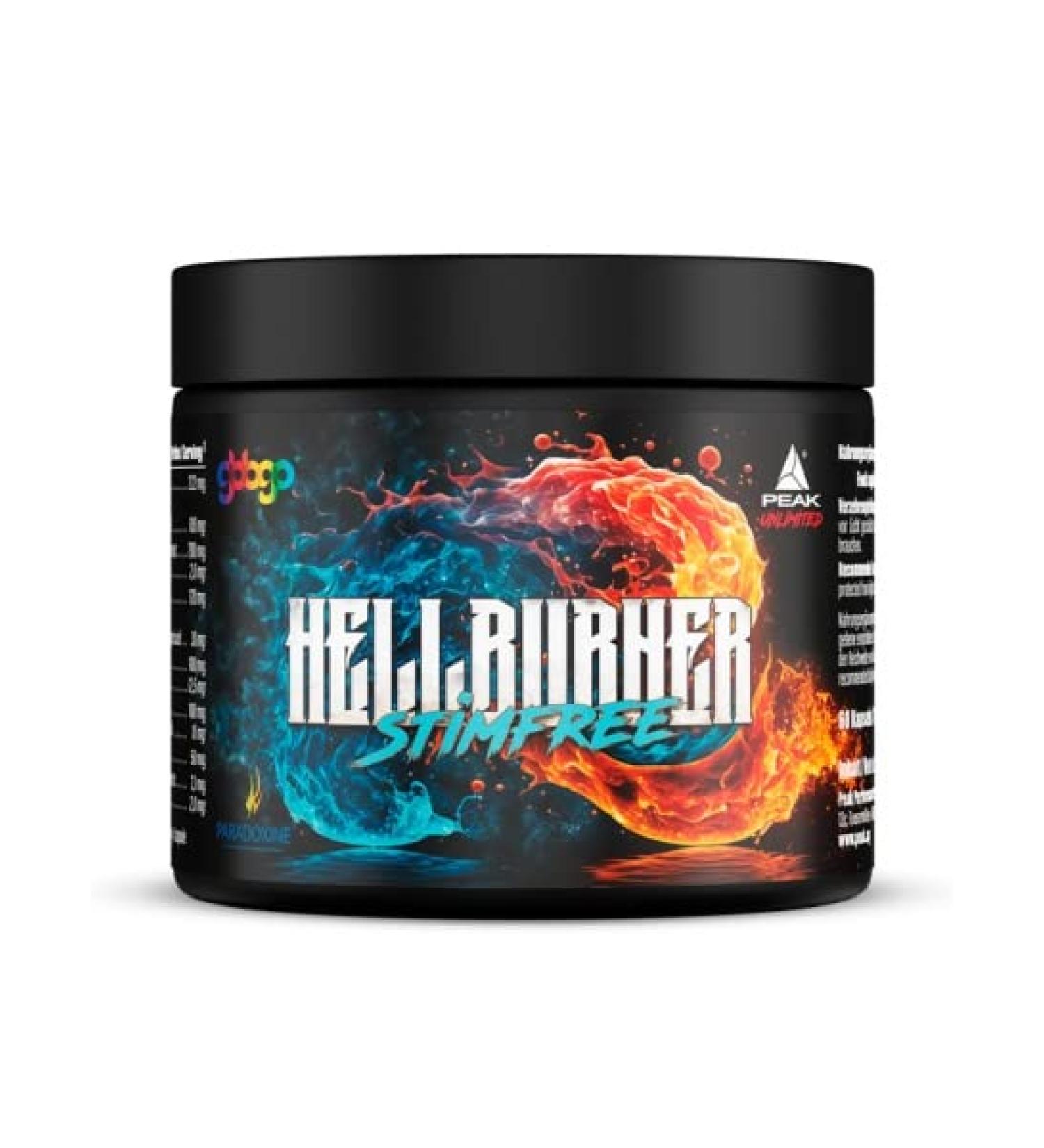 Peak Hellburner Stim Free - 60 Capsules | Caffeine-Free Diet Support with Grain of Paradise Capsaicin GBBGO Fucoxanthin & Green Tea | International Shipping Available - Buy Online on GoSupps.com